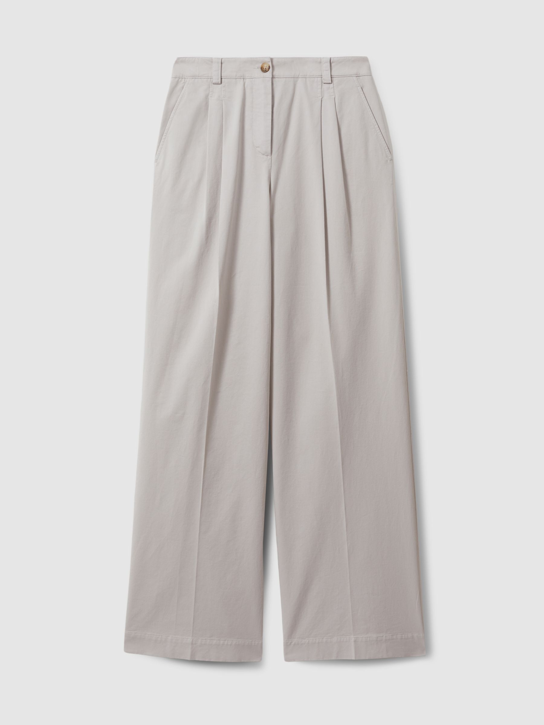Cotton Blend Wide Leg Trousers in Grey - Image 2 of 5