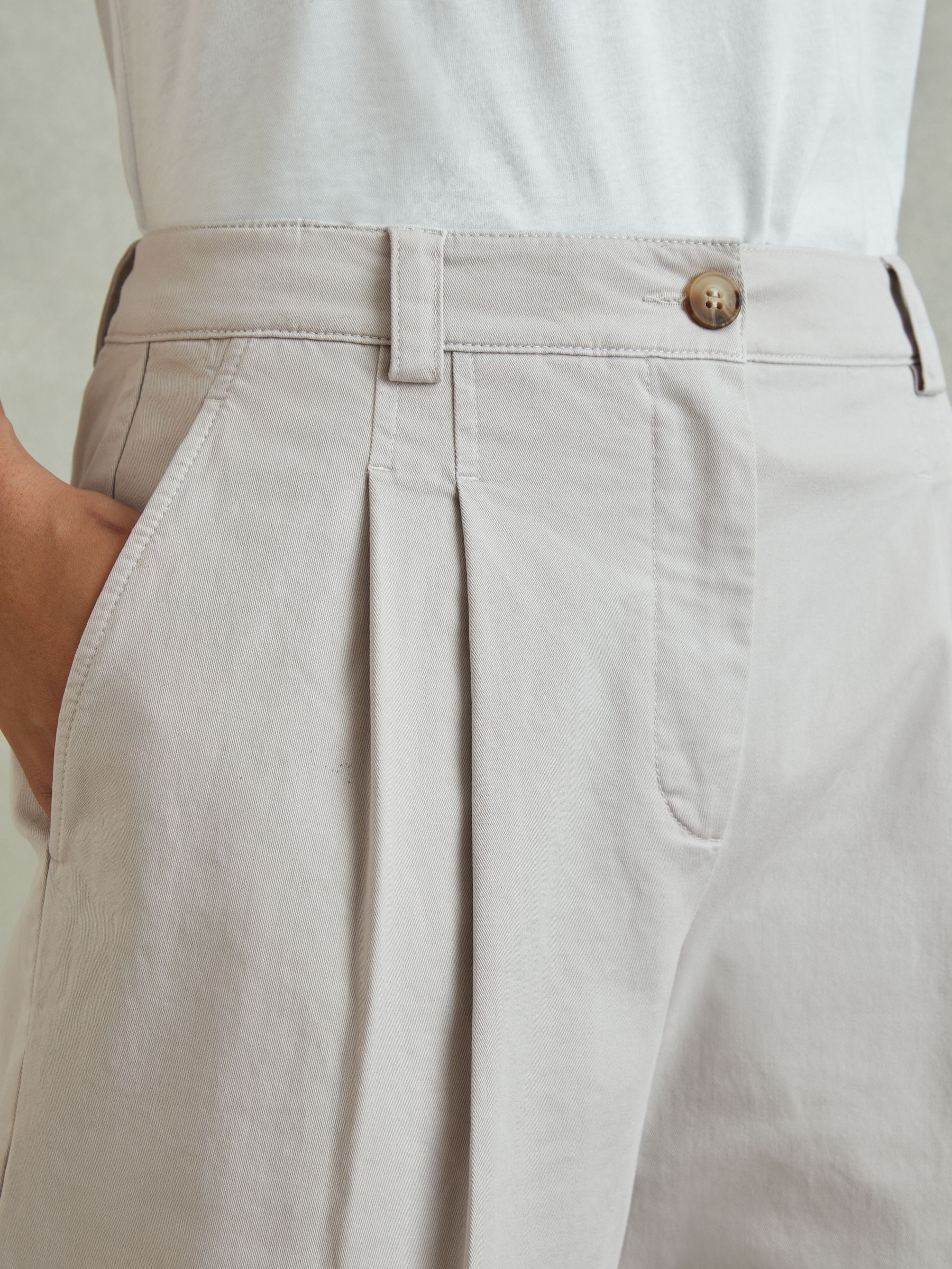 Cotton Blend Wide Leg Trousers in Grey - Image 3 of 5