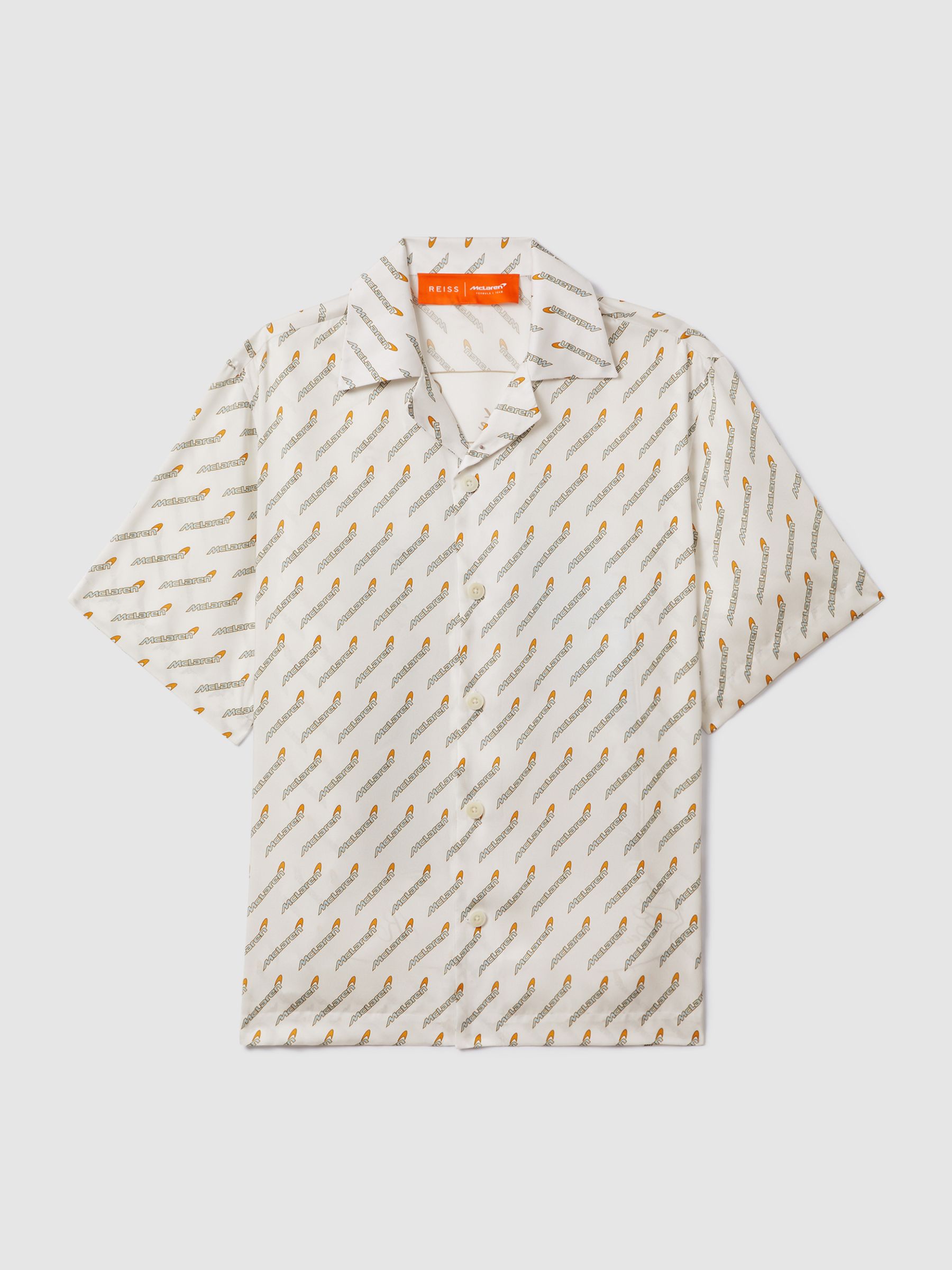 McLaren F1 Monte Carlo Exclusive Cuban Collar Shirt in White Multi - Image 2 of 7