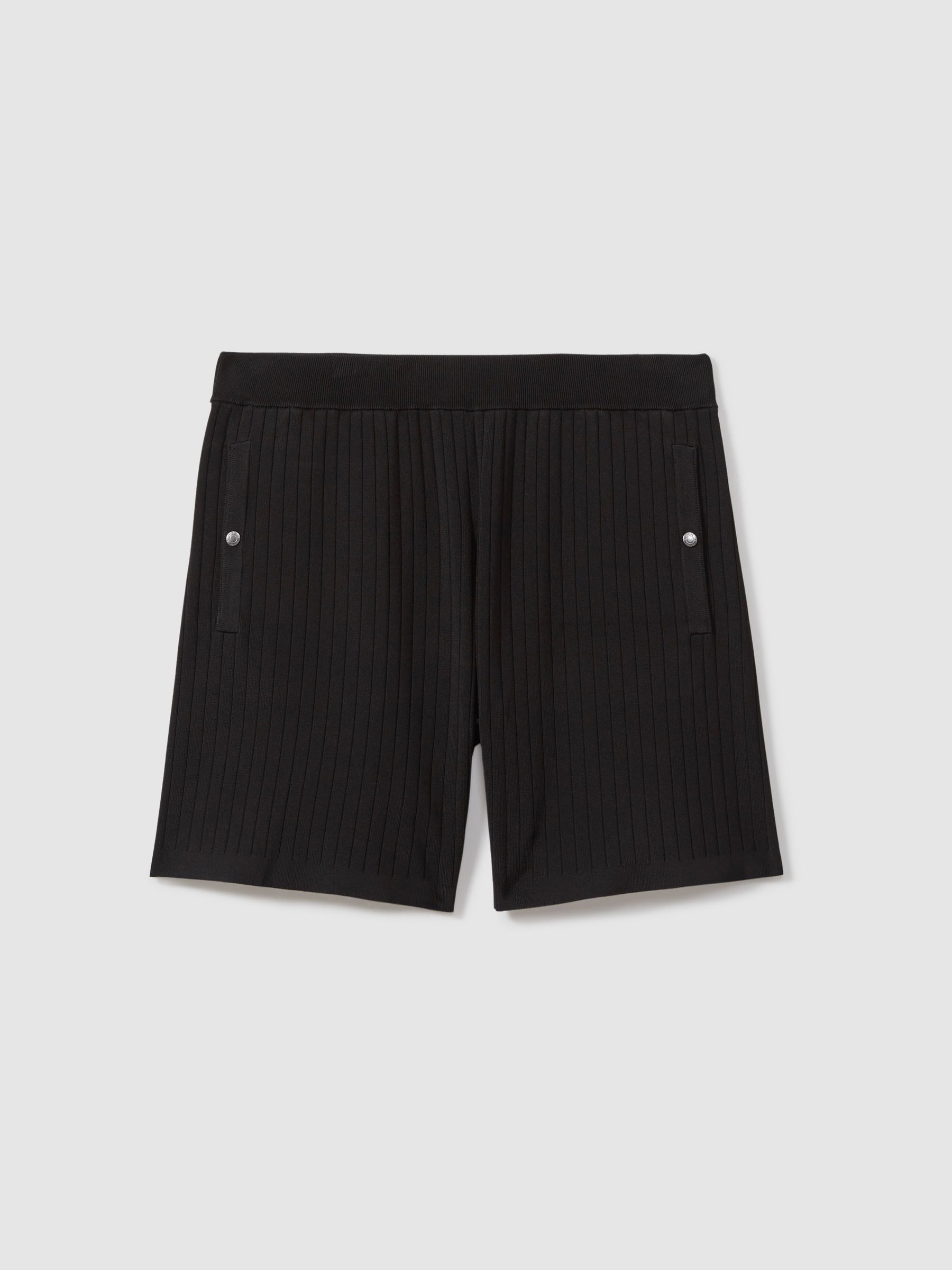 Ribbed Elasticated Waist Shorts in Black - Image 2 of 6