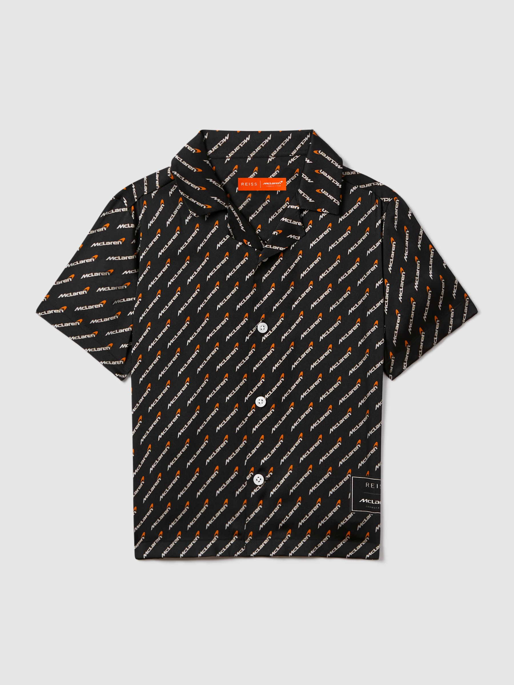 9-13 yrs McLaren F1 Silverstone Cuban Collar Shirt in Black Multi - Image 2 of 8