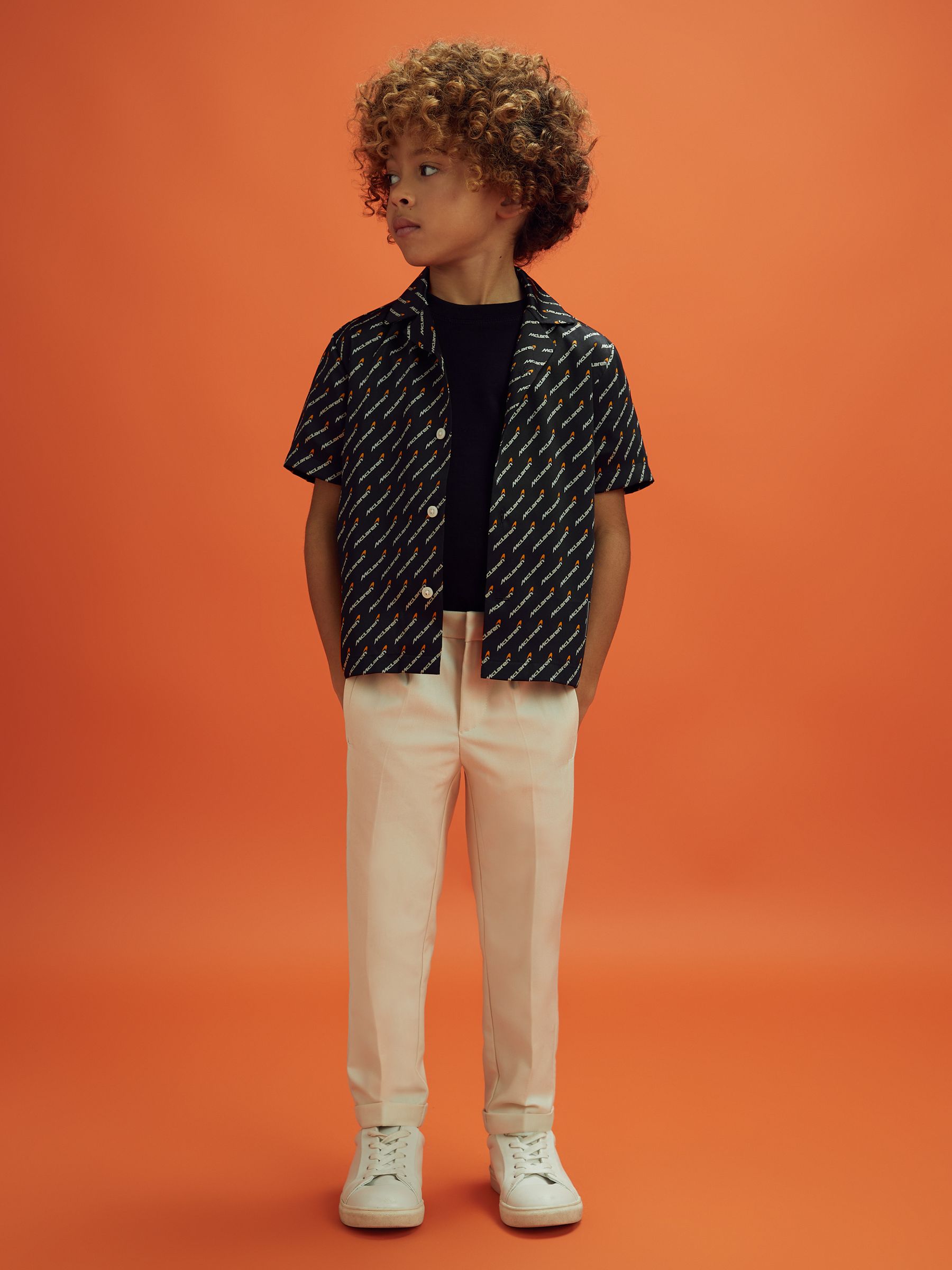 9-13 yrs McLaren F1 Silverstone Cuban Collar Shirt in Black Multi - Image 6 of 8