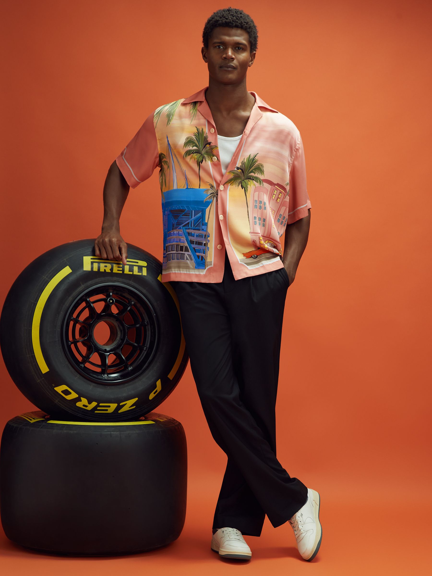McLaren F1 Miami Exclusive Cuban Collar Shirt in Pink Multi - Image 1 of 9
