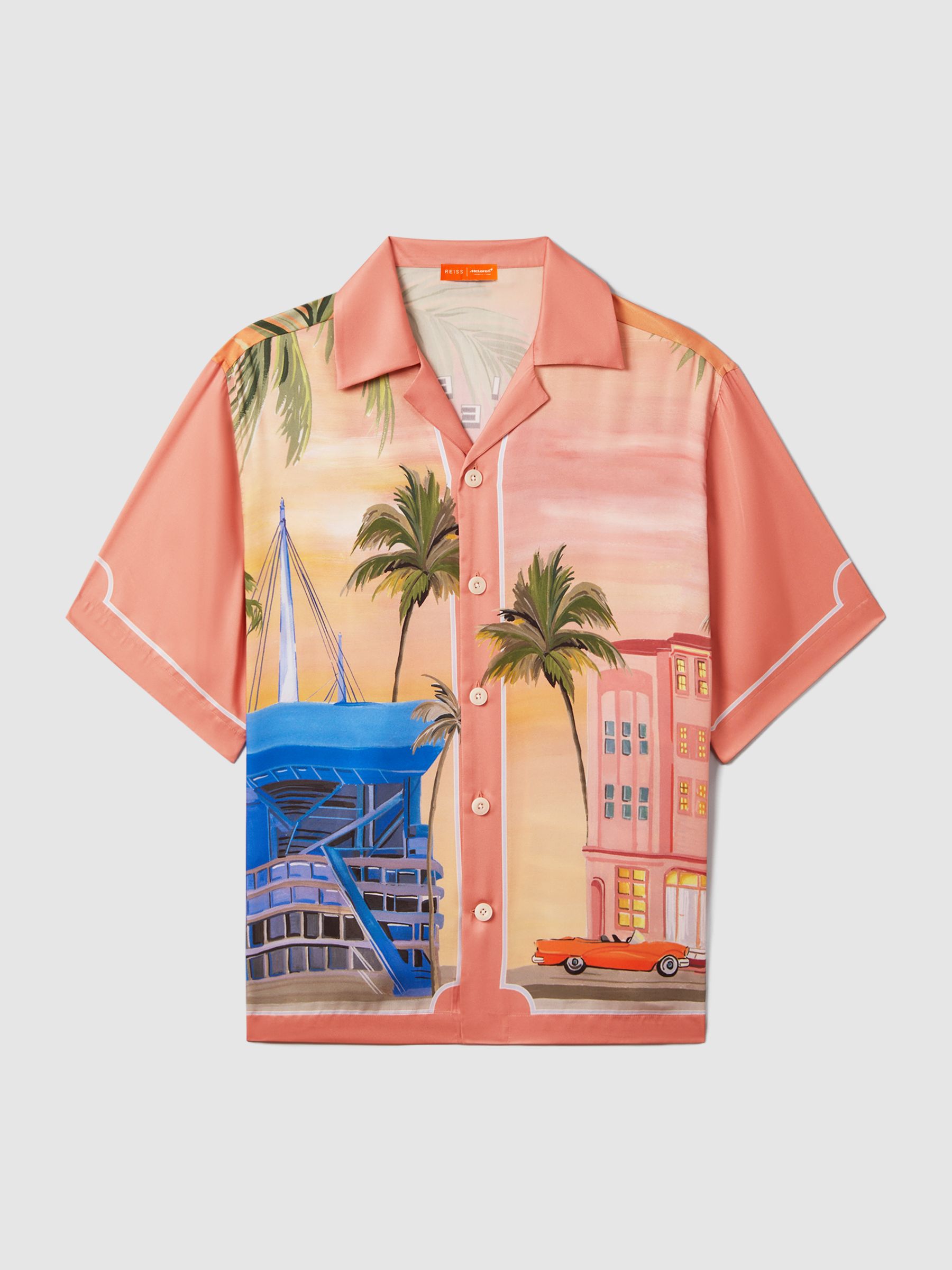 McLaren F1 Miami Exclusive Cuban Collar Shirt in Pink Multi - Image 2 of 9