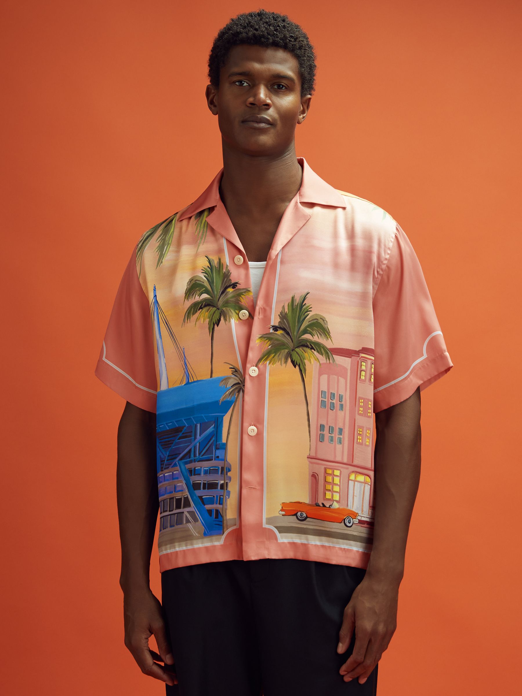 McLaren F1 Miami Exclusive Cuban Collar Shirt in Pink Multi - Image 3 of 9