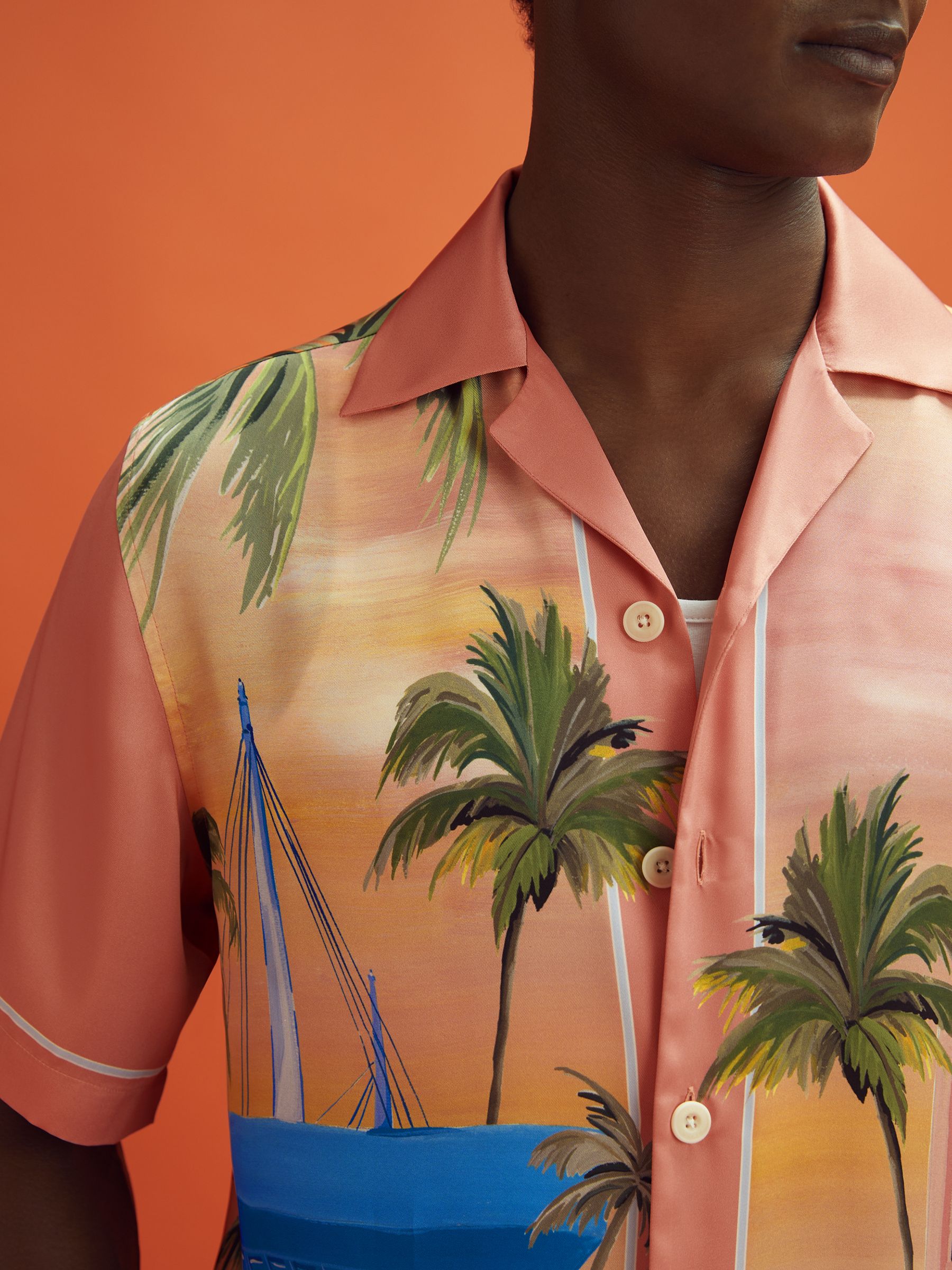 McLaren F1 Miami Exclusive Cuban Collar Shirt in Pink Multi - Image 4 of 9
