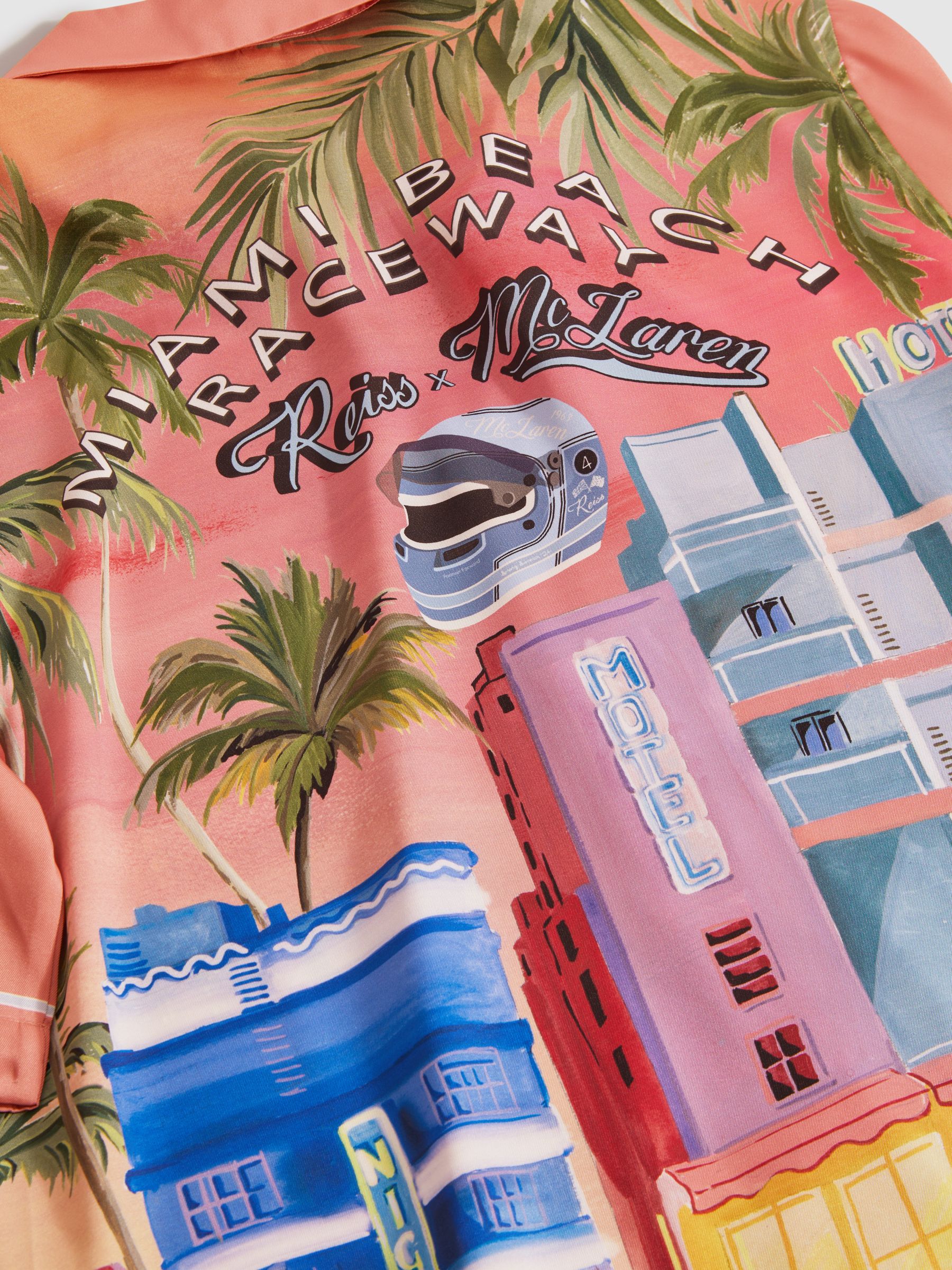 McLaren F1 Miami Exclusive Cuban Collar Shirt in Pink Multi - Image 9 of 9