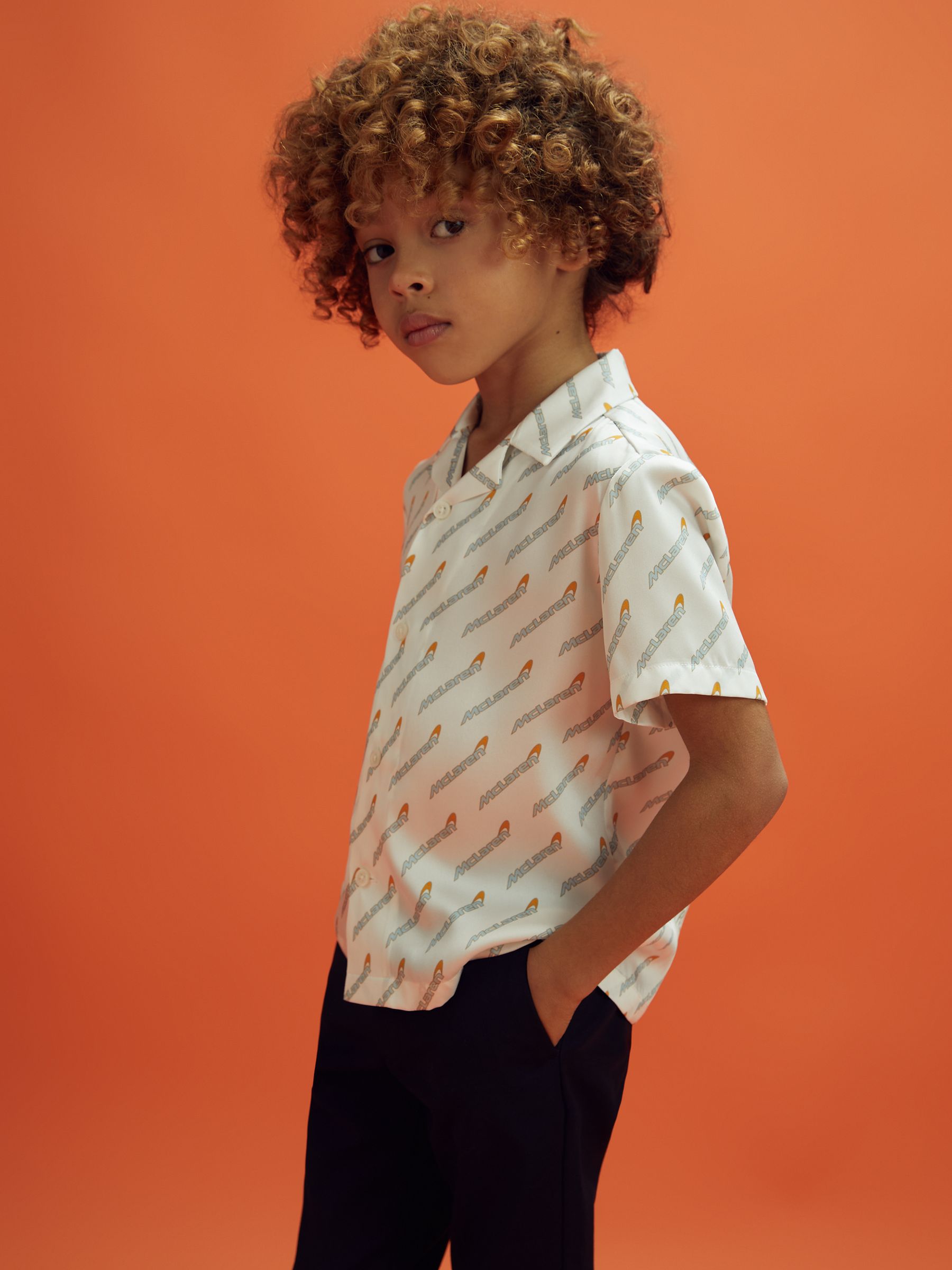 3-9 yrs McLaren F1 Monte Carlo Cuban Collar Shirt in White Multi - Image 1 of 6