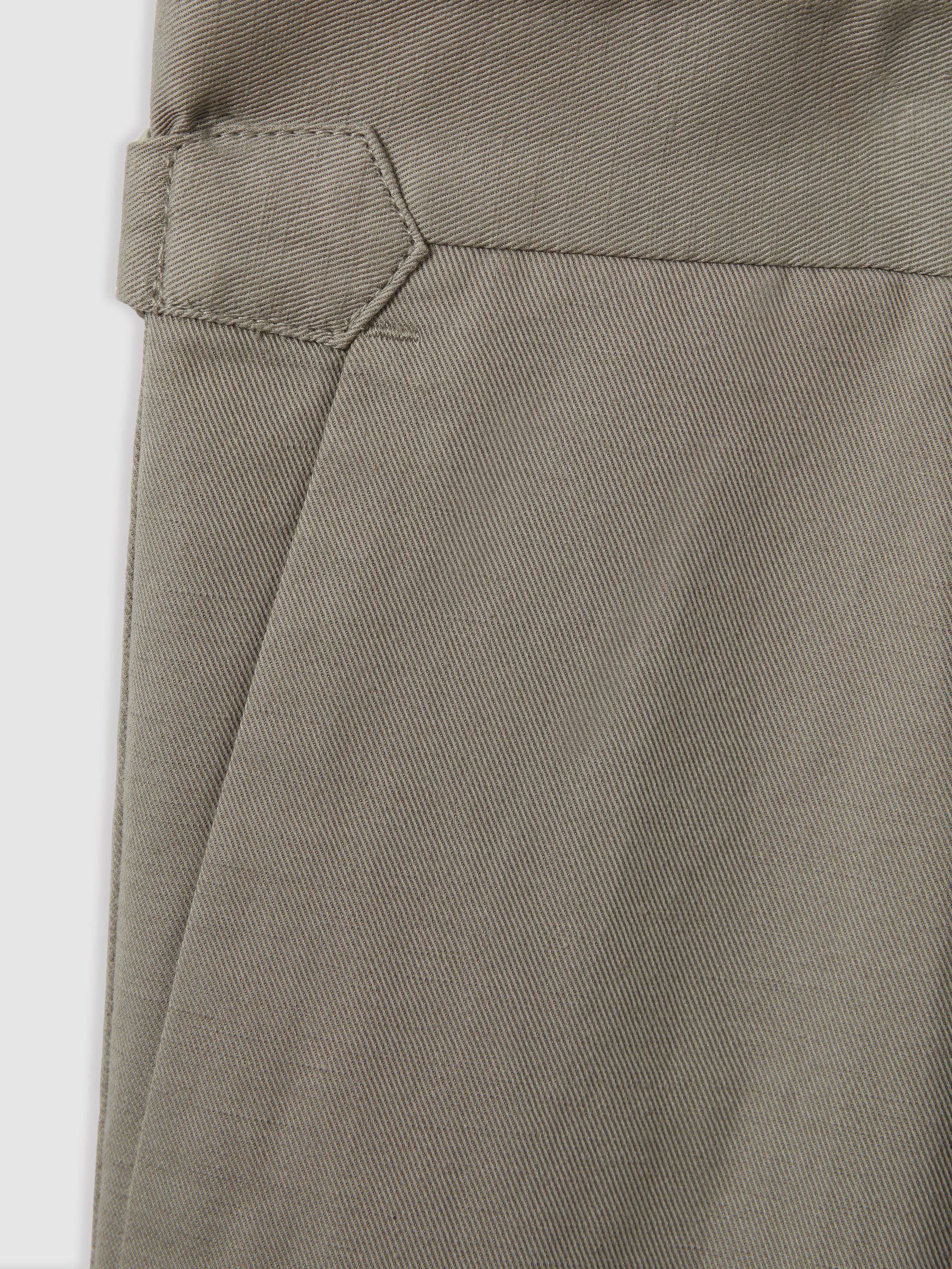Relaxed Cropped Trousers with Turned-Up Hems in Light Khaki - Image 5 of 5