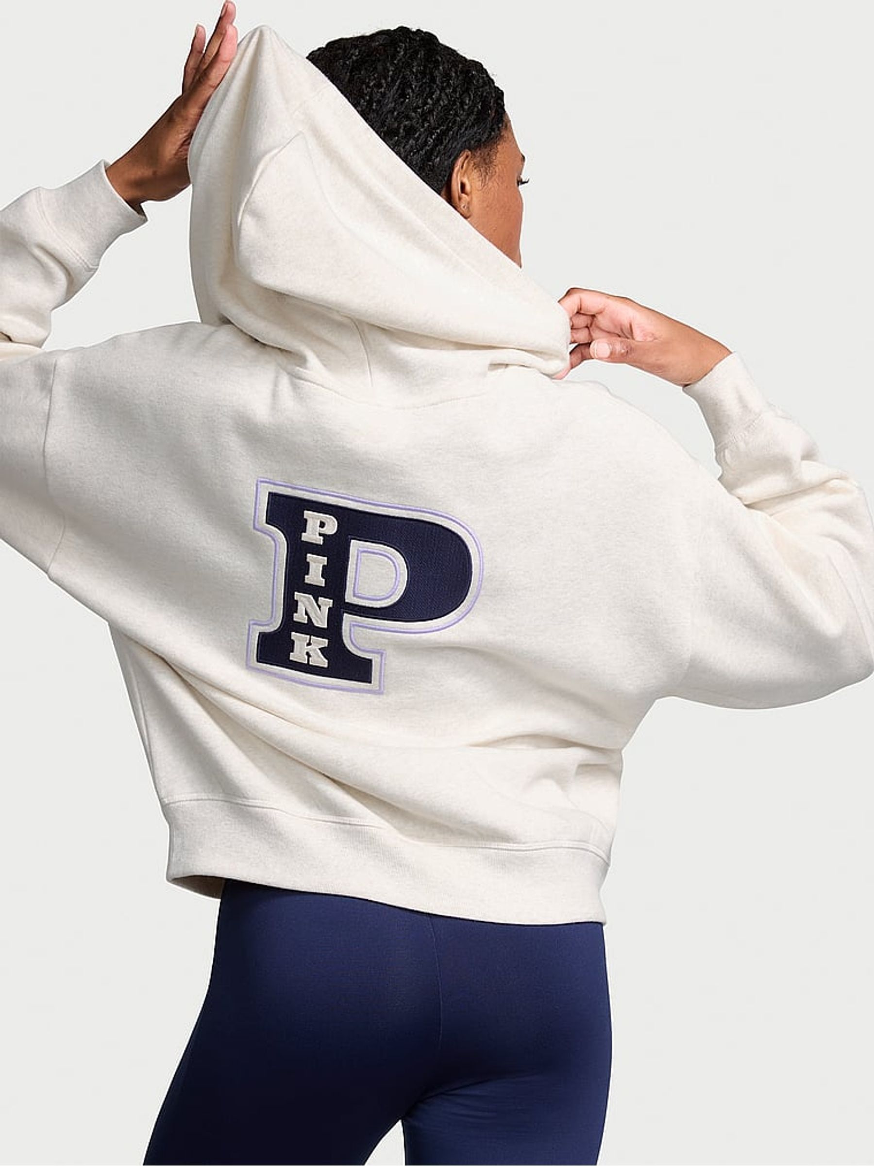 Heather Oatmeal Beige Zip Up Fleece Hoodie - Image 2 of 3