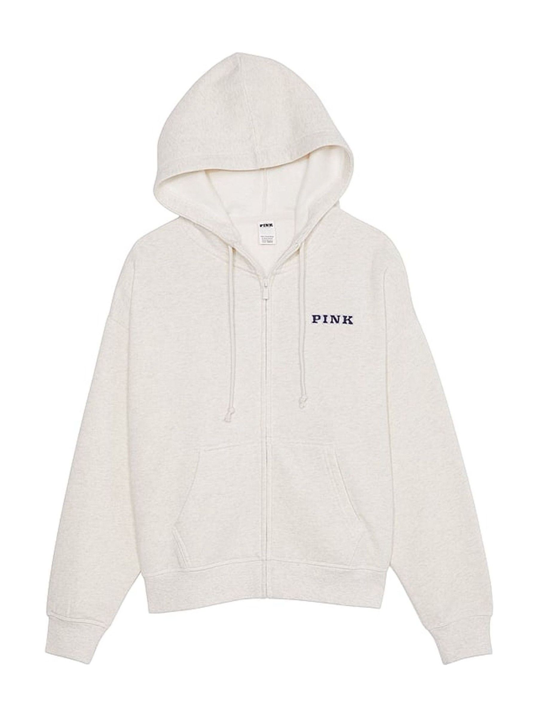 Heather Oatmeal Beige Zip Up Fleece Hoodie - Image 3 of 3