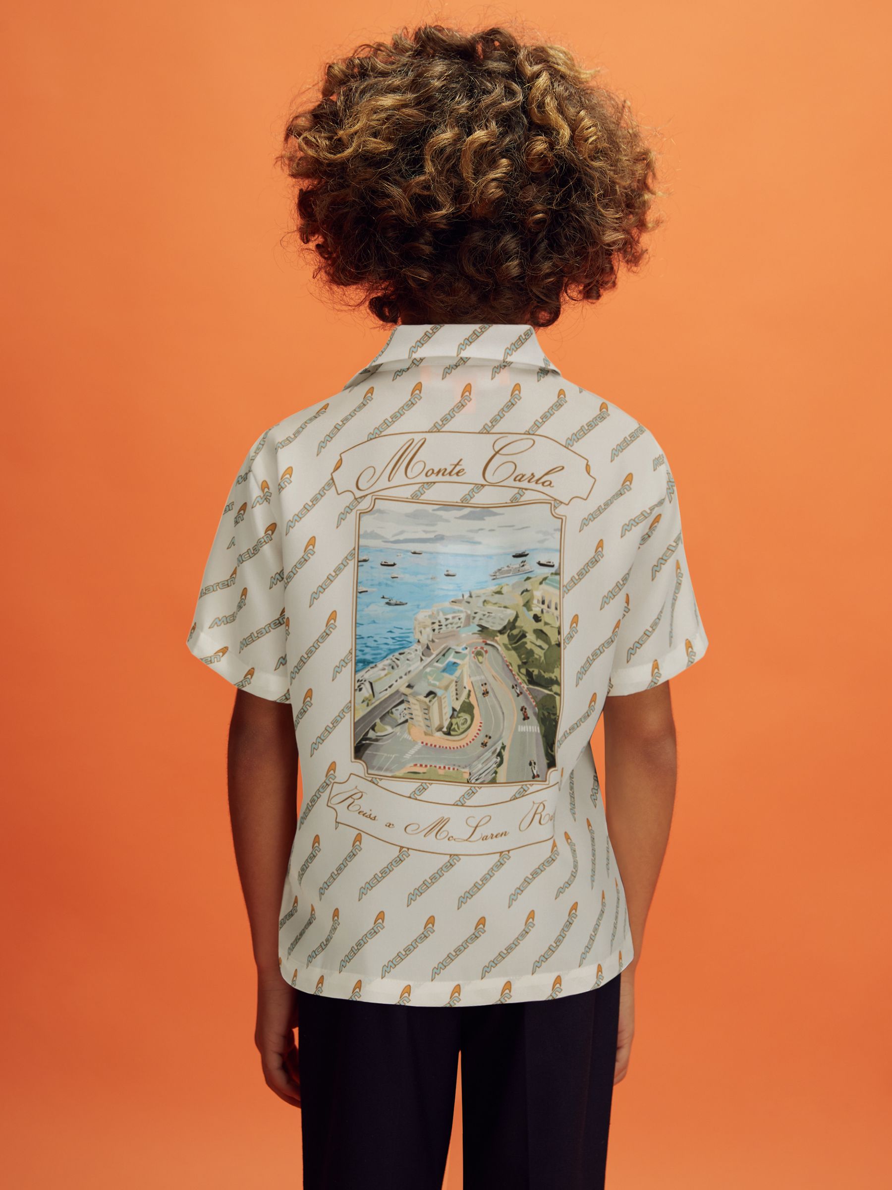 9-13 yrs McLaren F1 Monte Carlo Cuban Collar Shirt in White Multi - Image 5 of 6