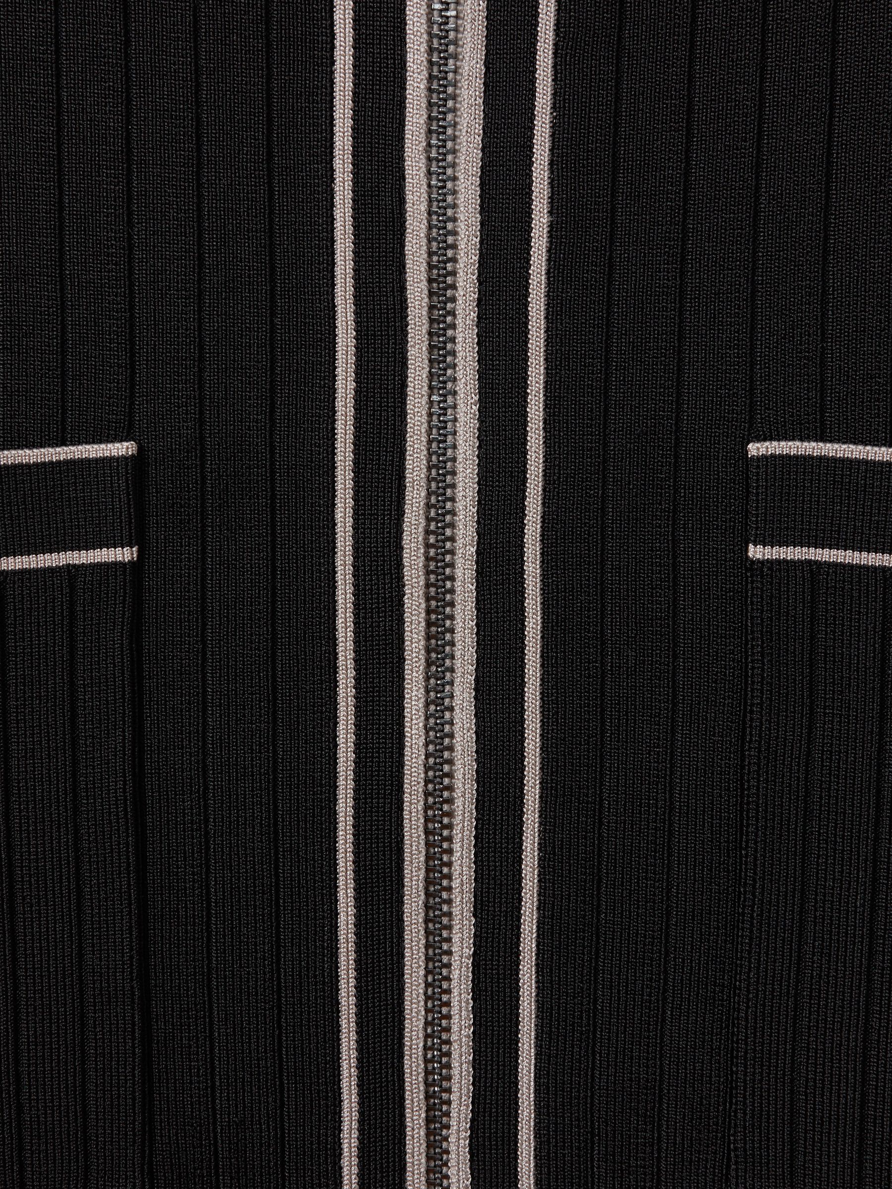 Ribbed Dual Zip-Front Shirt in Black - Image 6 of 6