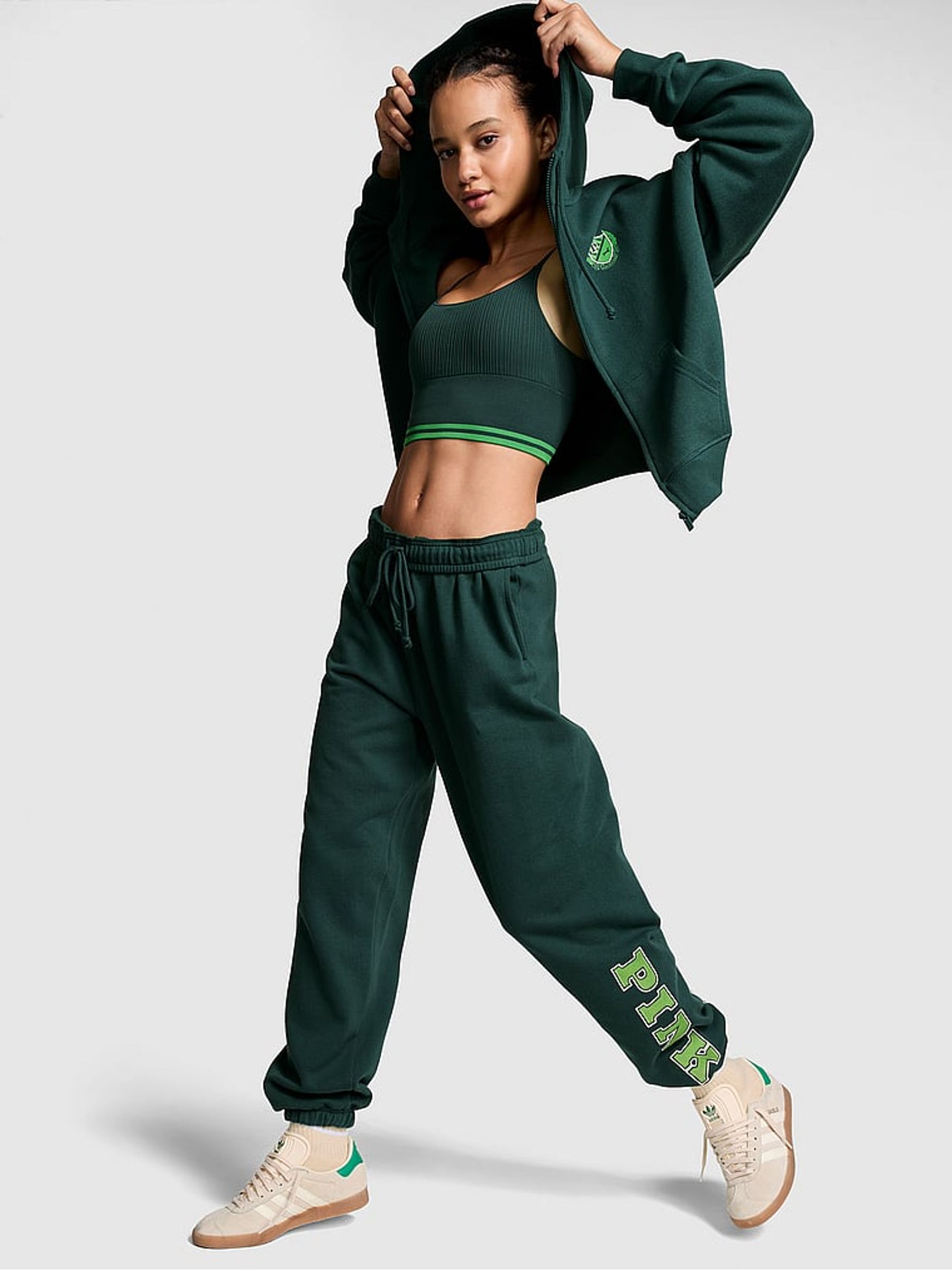 Deep Forest Green Zip Up Fleece Hoodie - Image 3 of 4