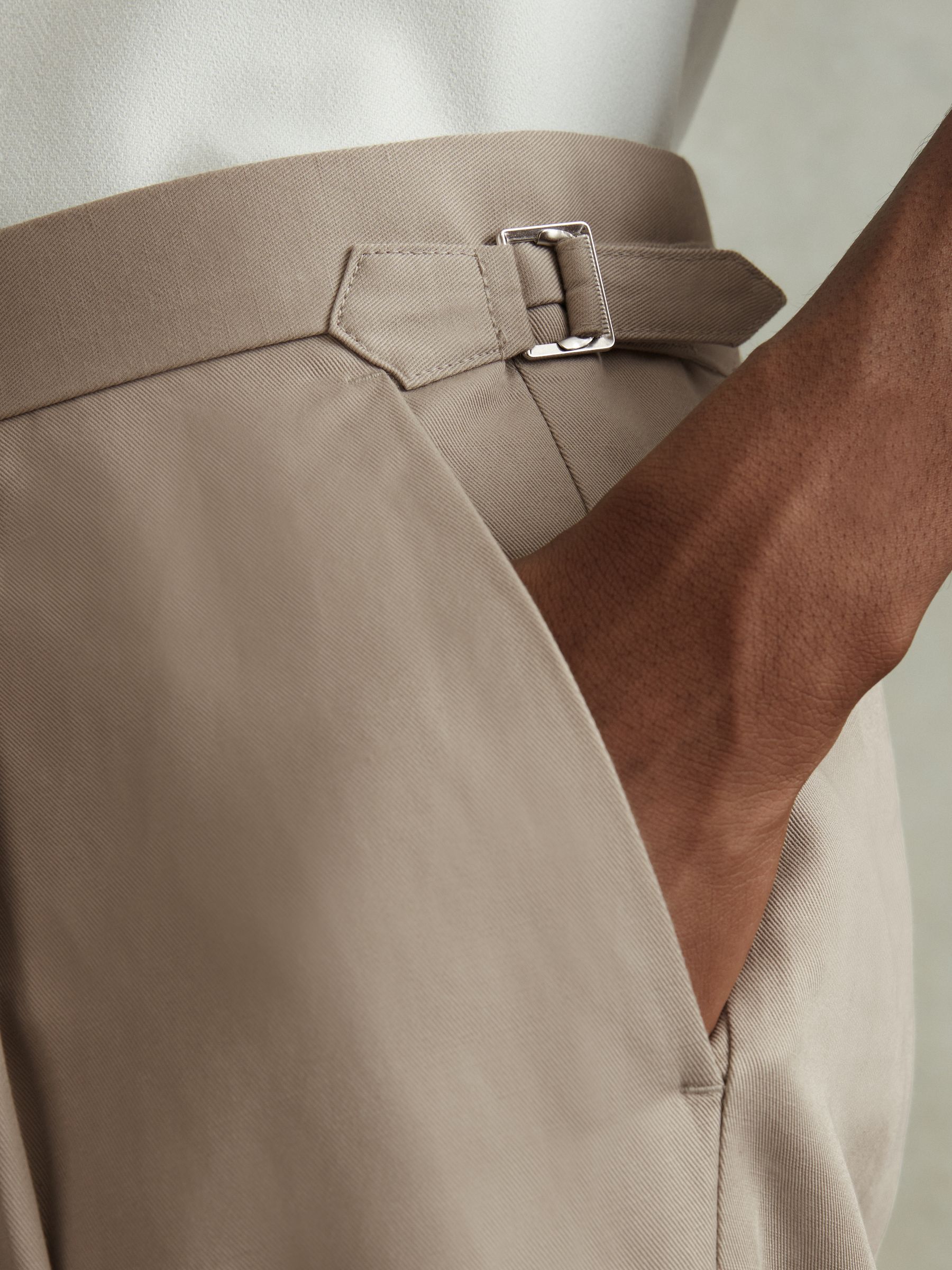 Relaxed Cropped Trousers with Turned-Up Hems in Stone - image 4