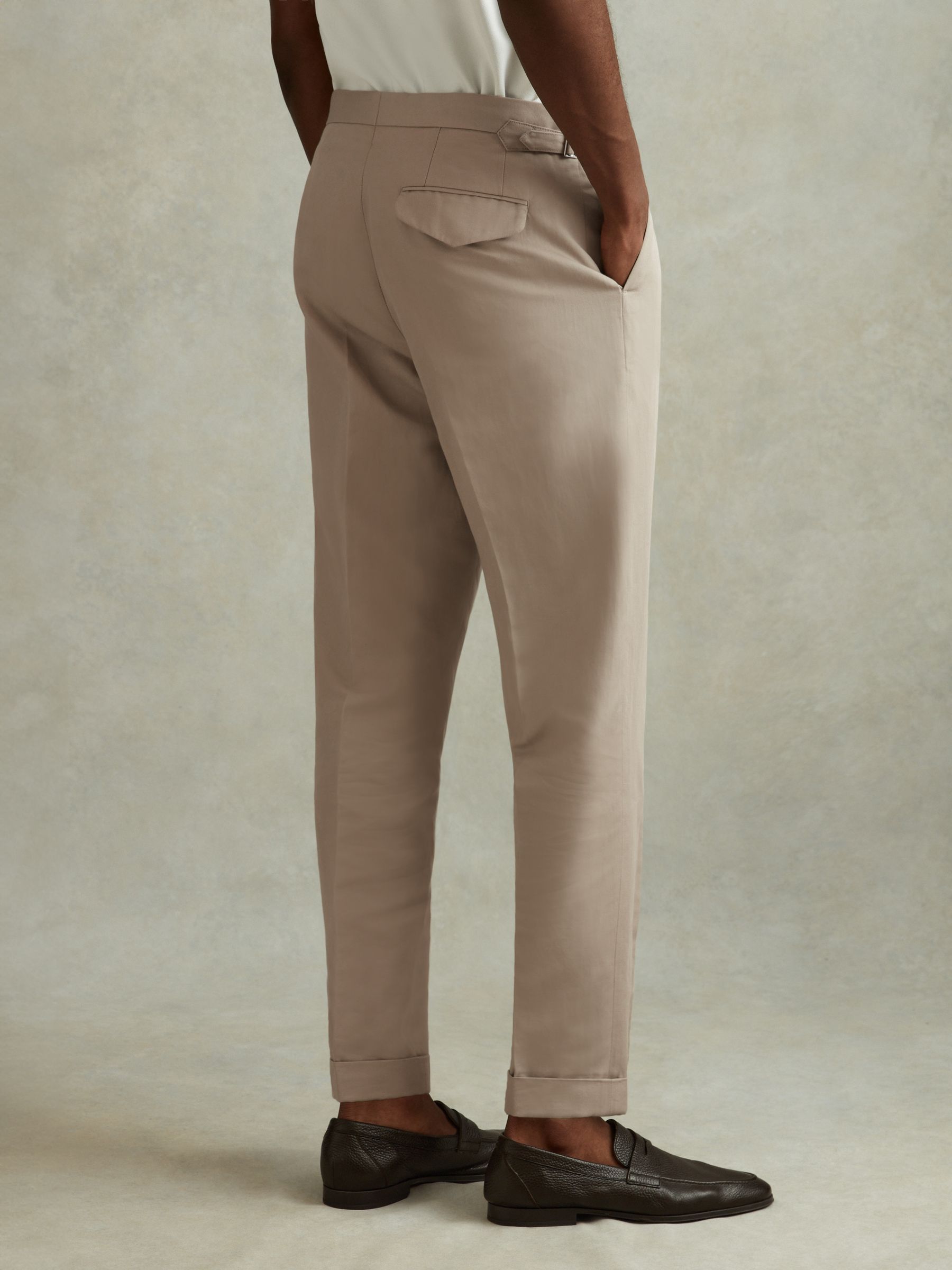 Relaxed Cropped Trousers with Turned-Up Hems in Stone - image 5