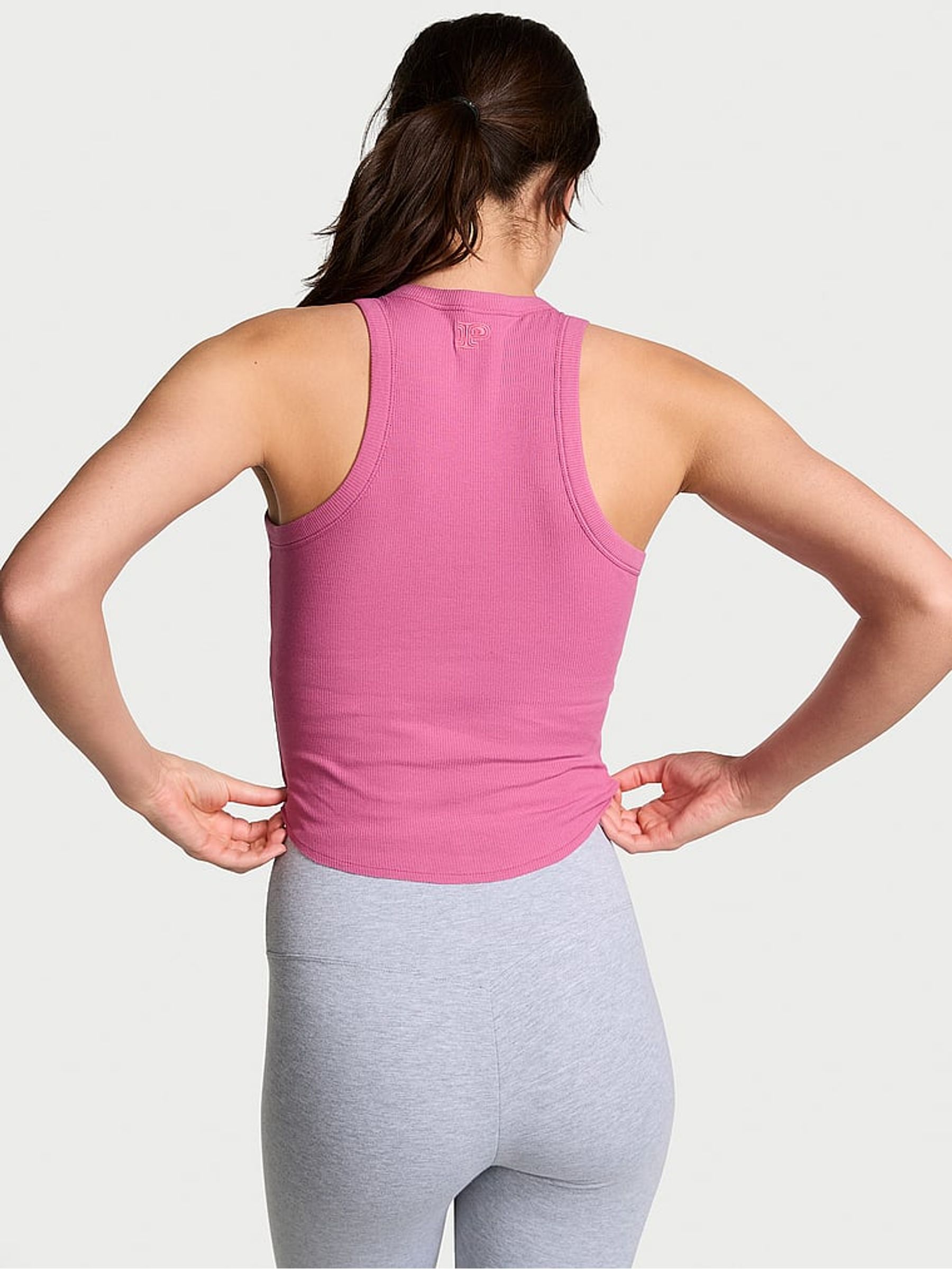 Pink Violet High Neck Shrunken Rib Tank Top - Image 2 of 2