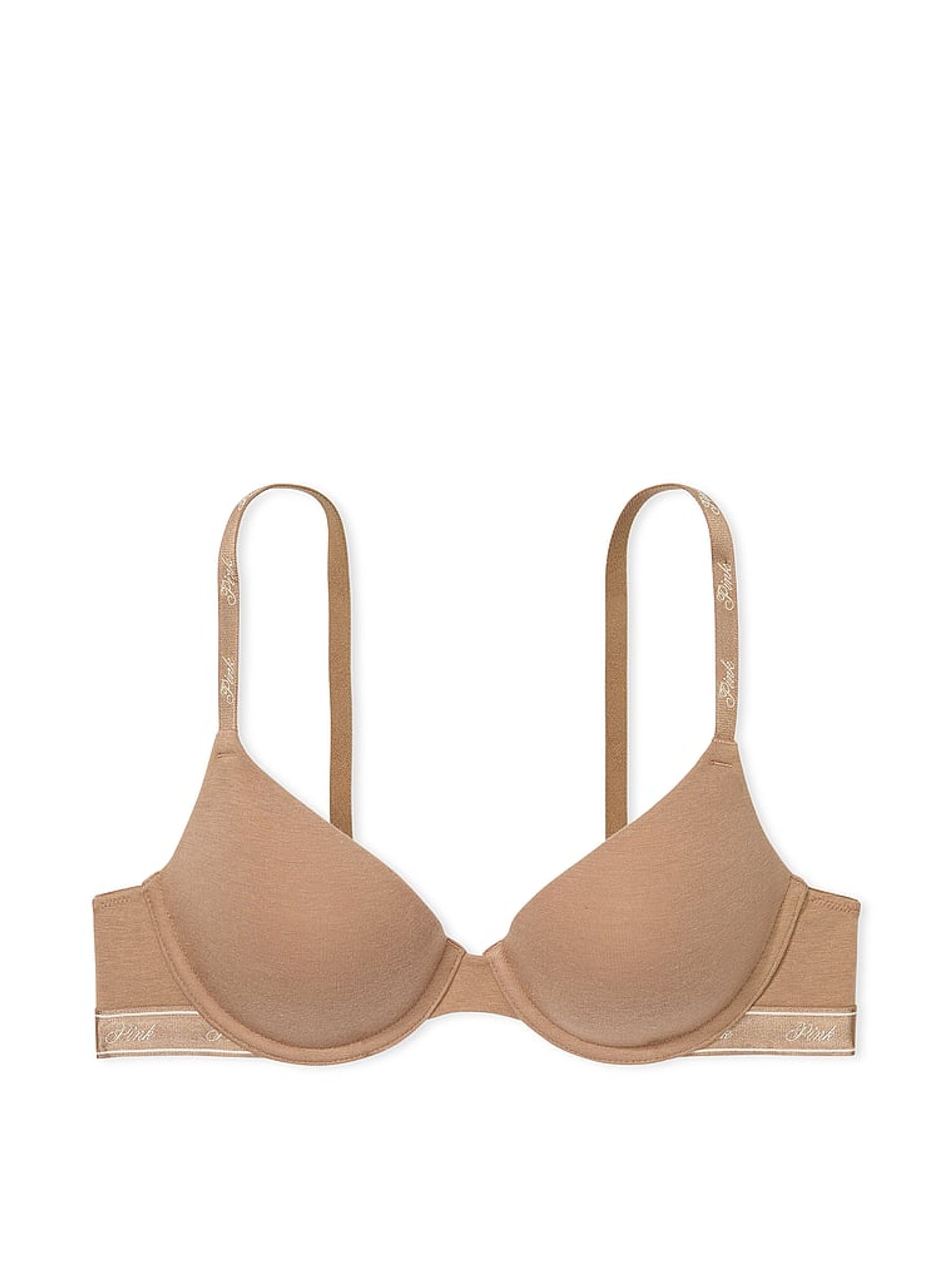 Brown Latte Lightly Lined Demi Cotton Logo Bra - Image 3 of 3