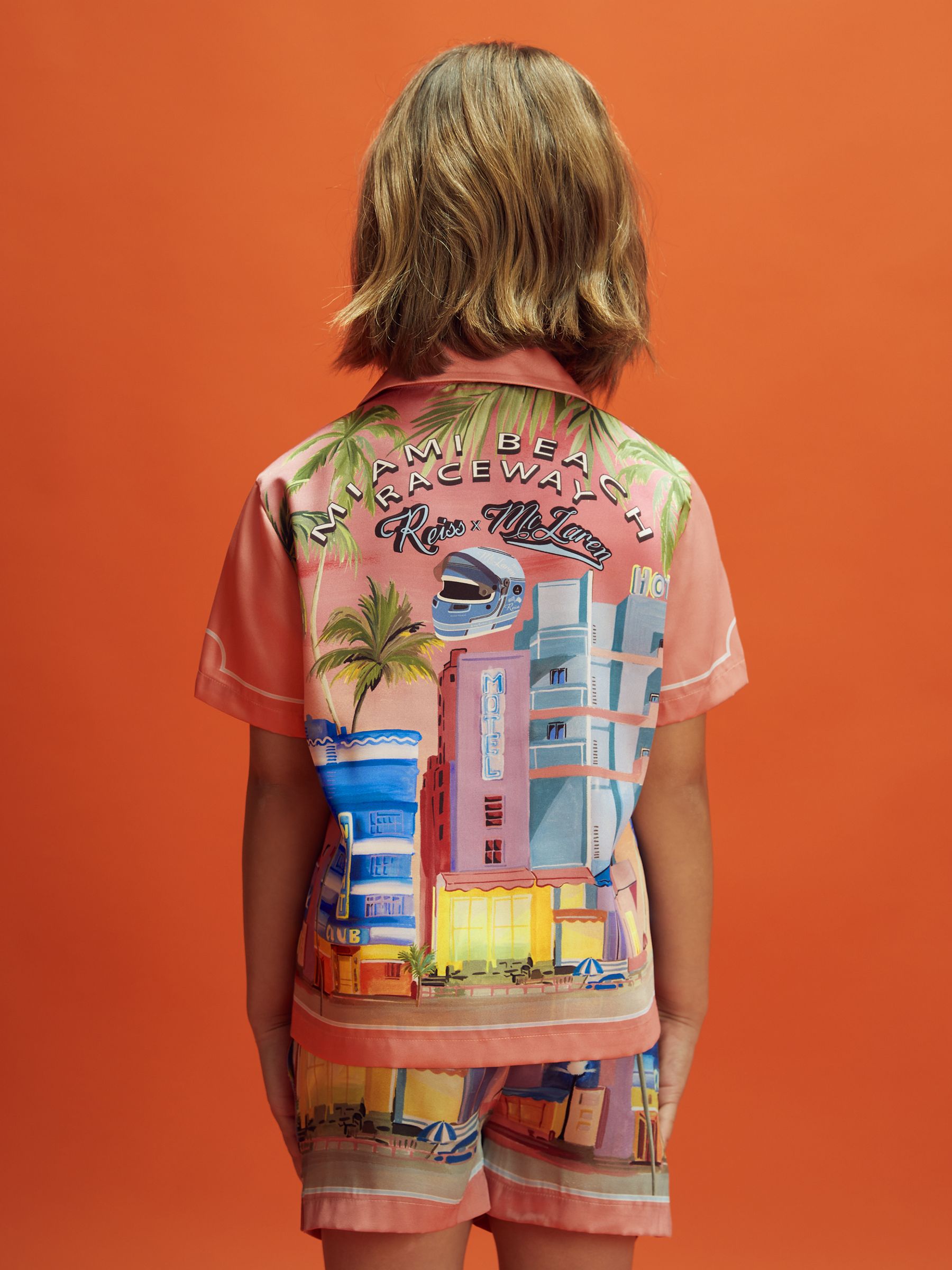 9-13 yrs McLaren F1 Miami Cuban Collar Shirt in Pink Multi - Image 8 of 9