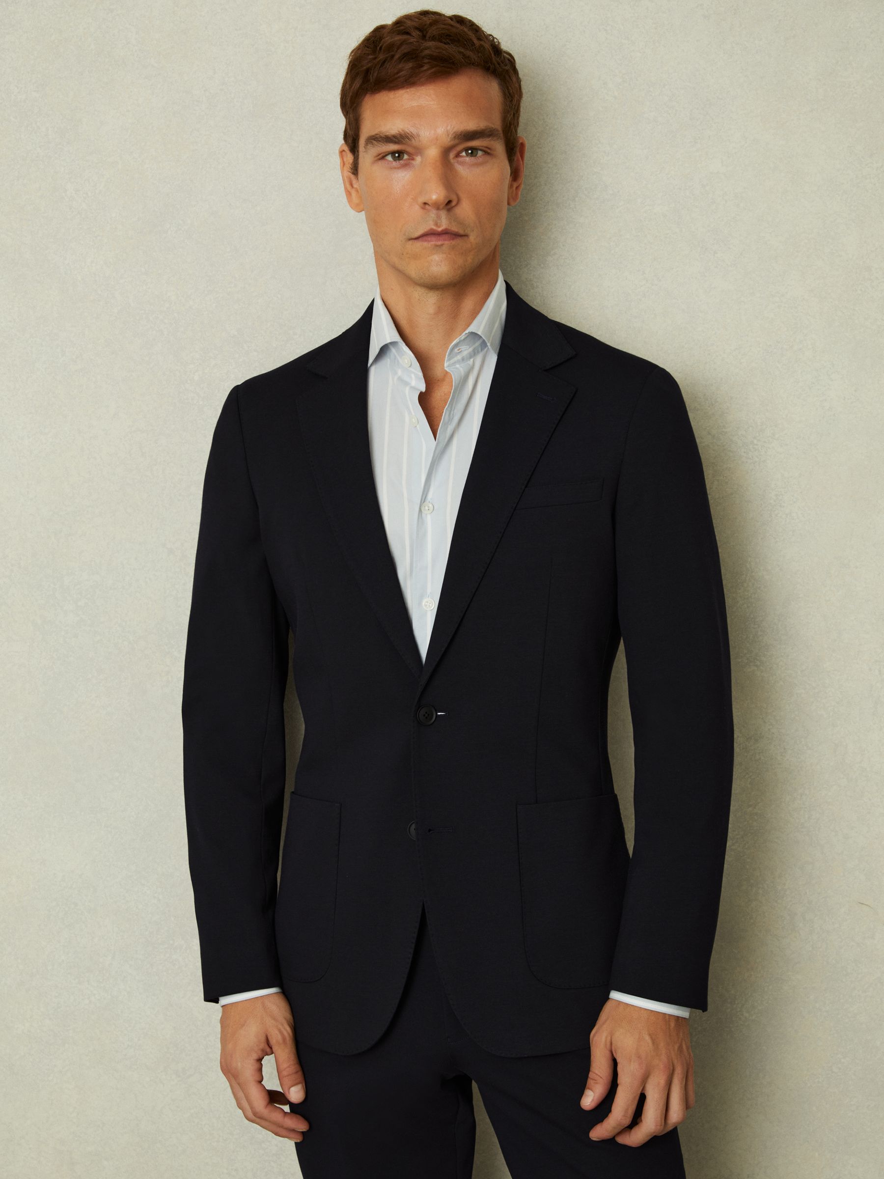 Single Breasted Jersey Suit Blazer in Navy - Image 3 of 6
