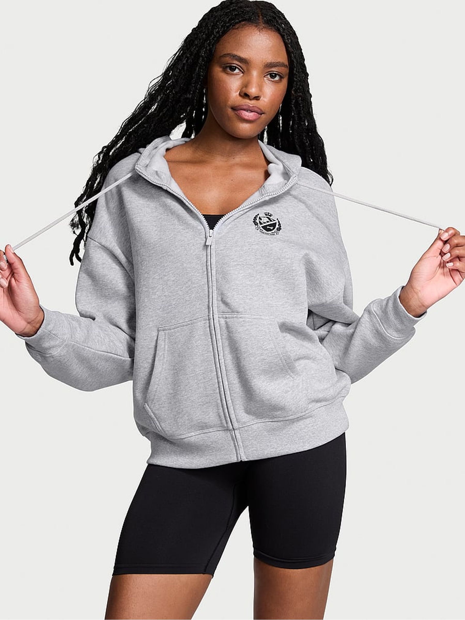 Medium Heather Grey Zip Up Fleece Hoodie - Image 1 of 3