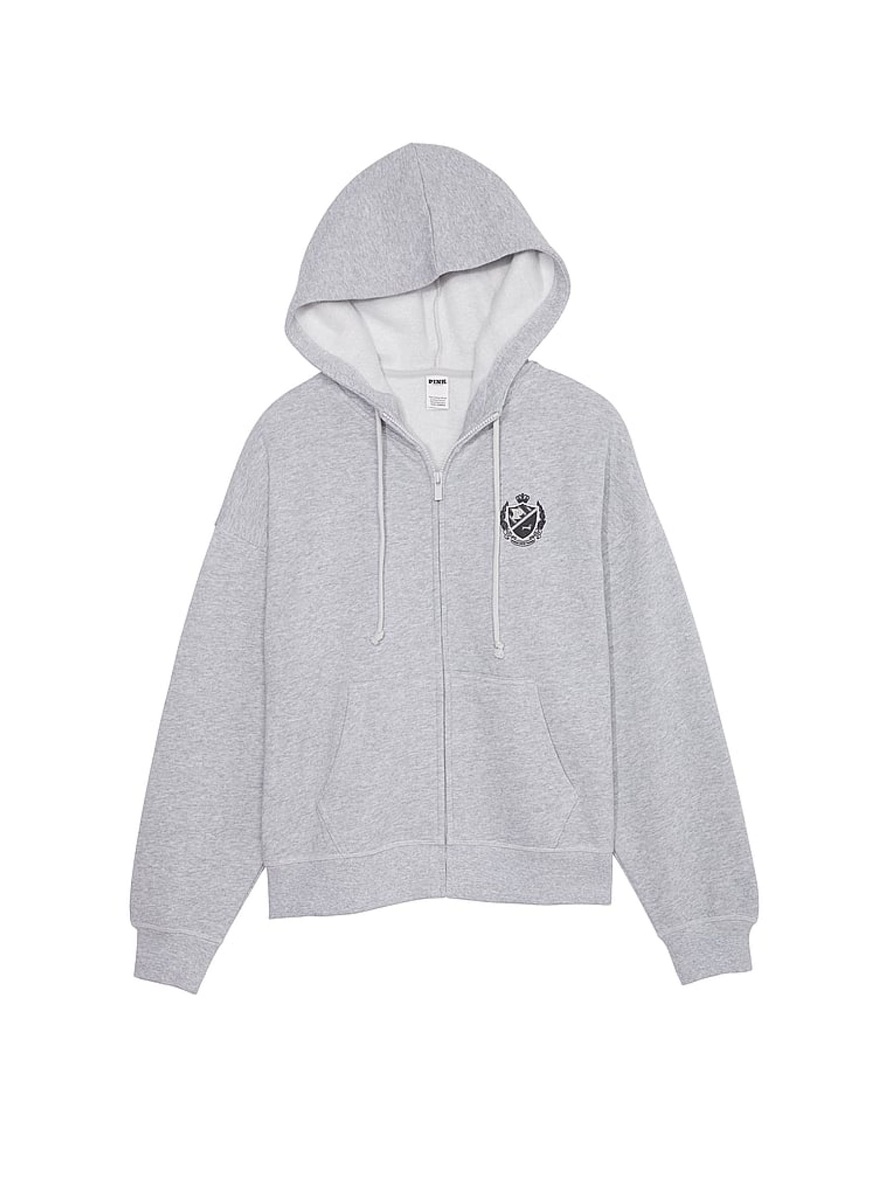 Medium Heather Grey Zip Up Fleece Hoodie - Image 3 of 3