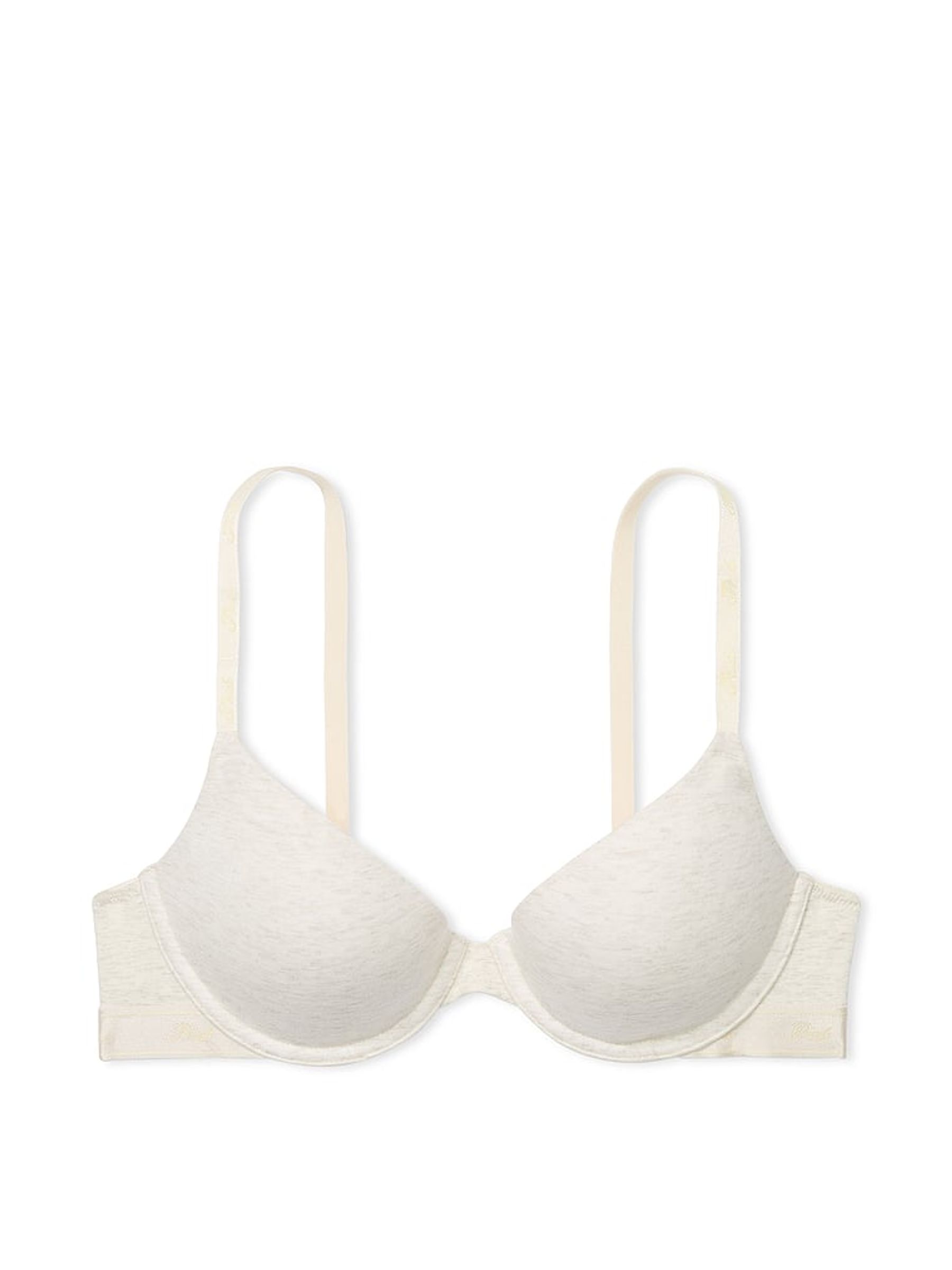 Nude Oatmeal Heather Lightly Lined Demi Cotton Logo Bra - Image 3 of 3