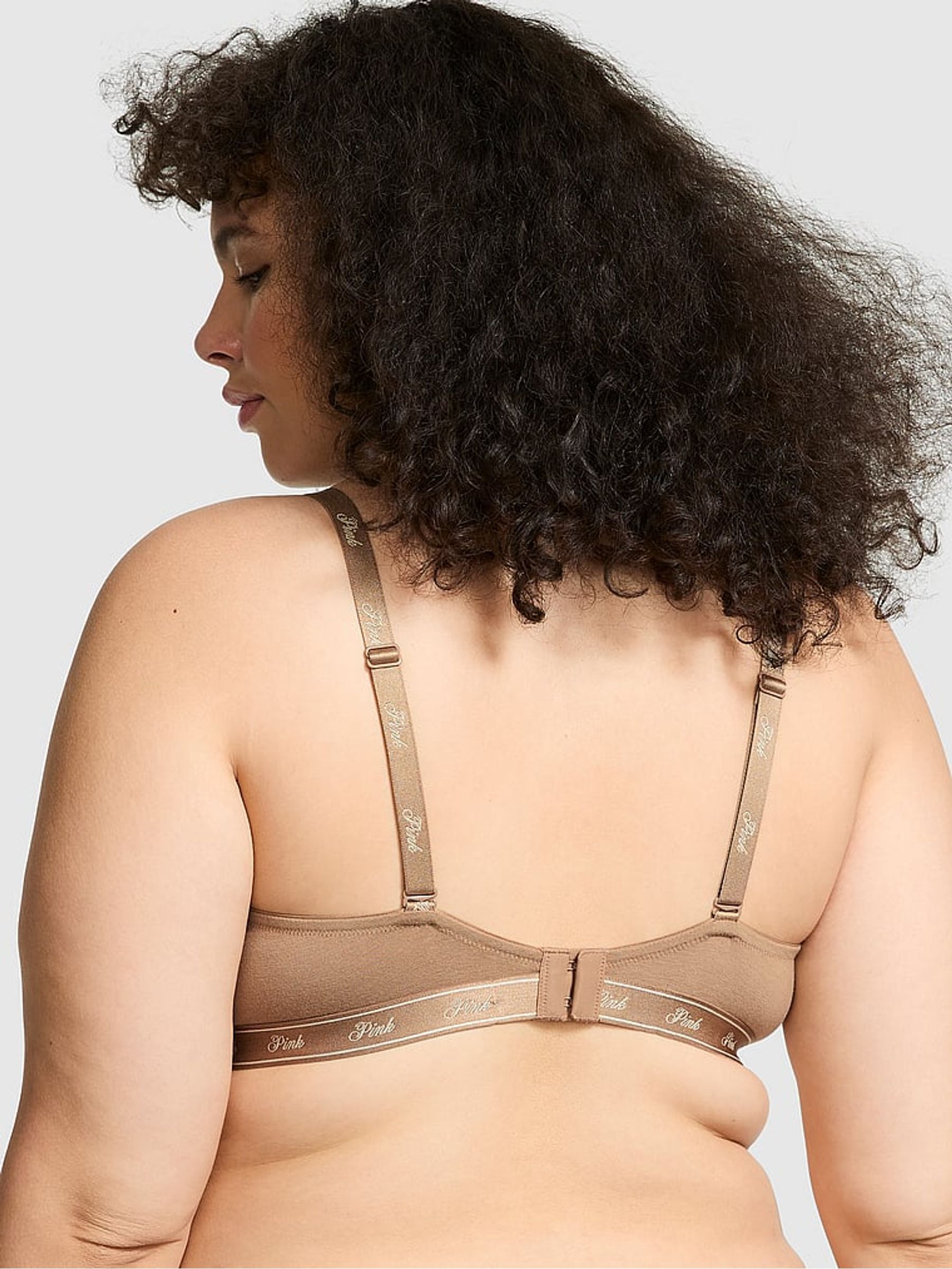 Brown Latte Push Up Cotton Logo Bra - Image 2 of 3