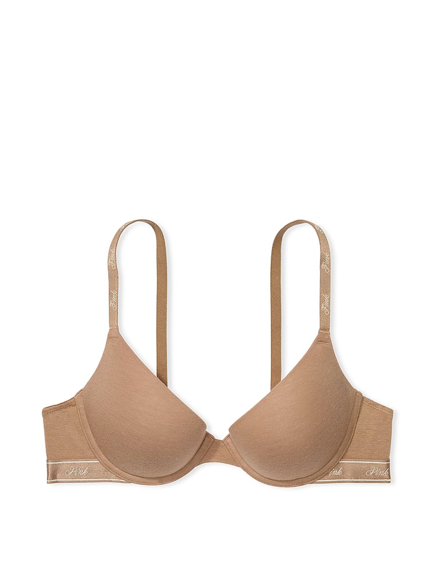 Brown Latte Push Up Cotton Logo Bra - Image 3 of 3