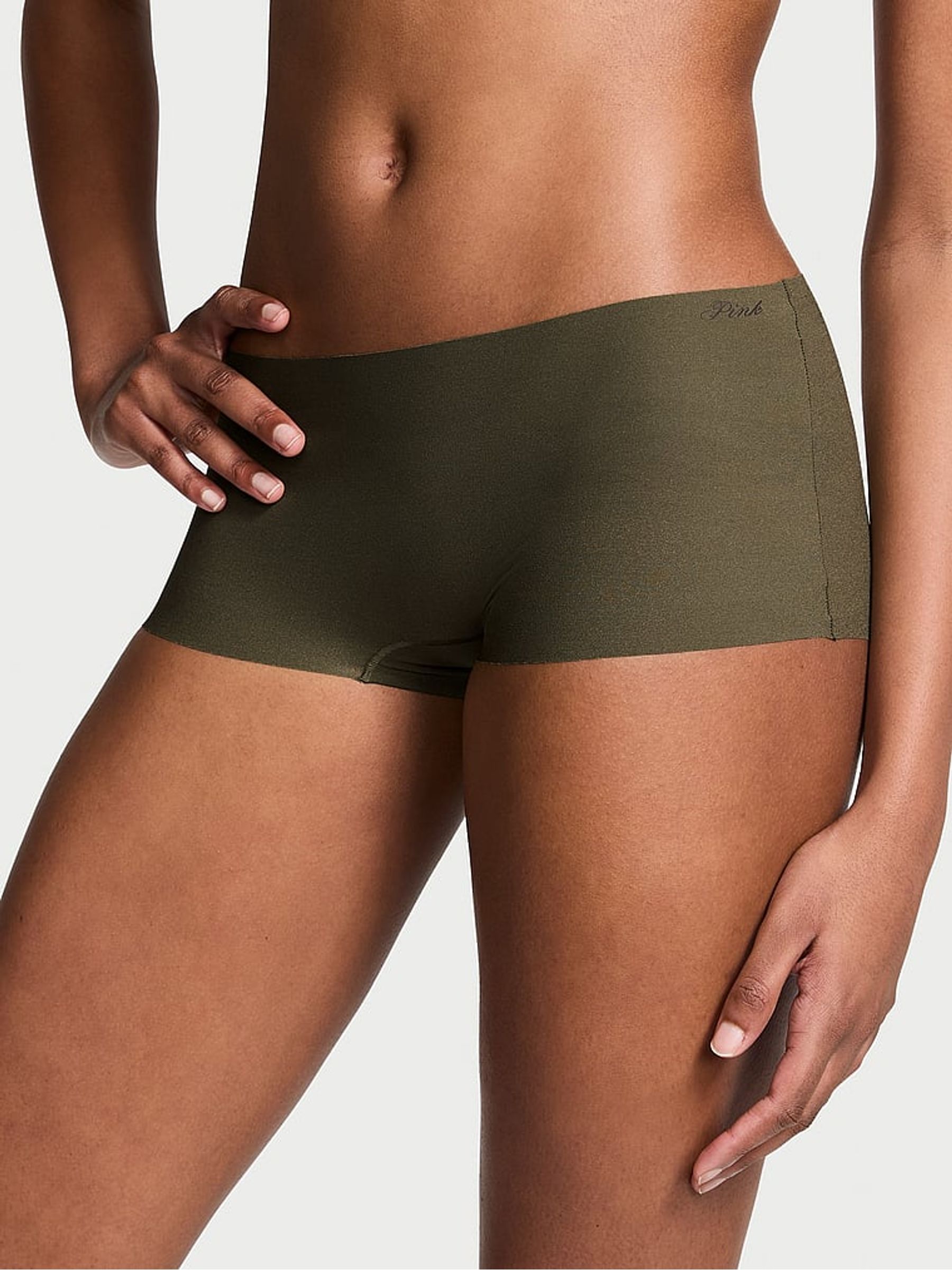 Green Olive Short No Show Lace Trim Hipster Knickers - Image 1 of 3