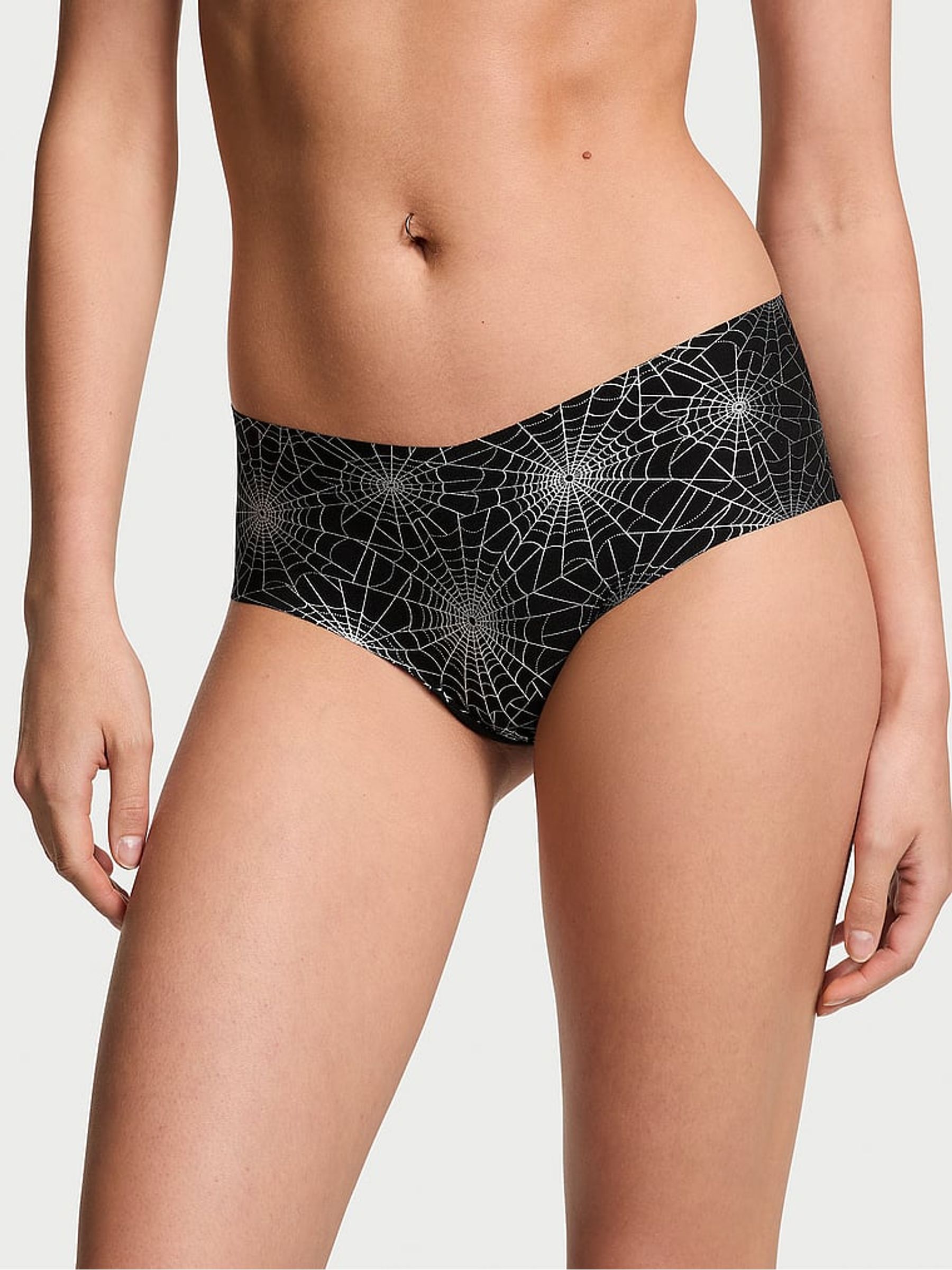 Black Spiderweb Cheeky No Show Lace Trim Hipster Knickers - Image 1 of 3