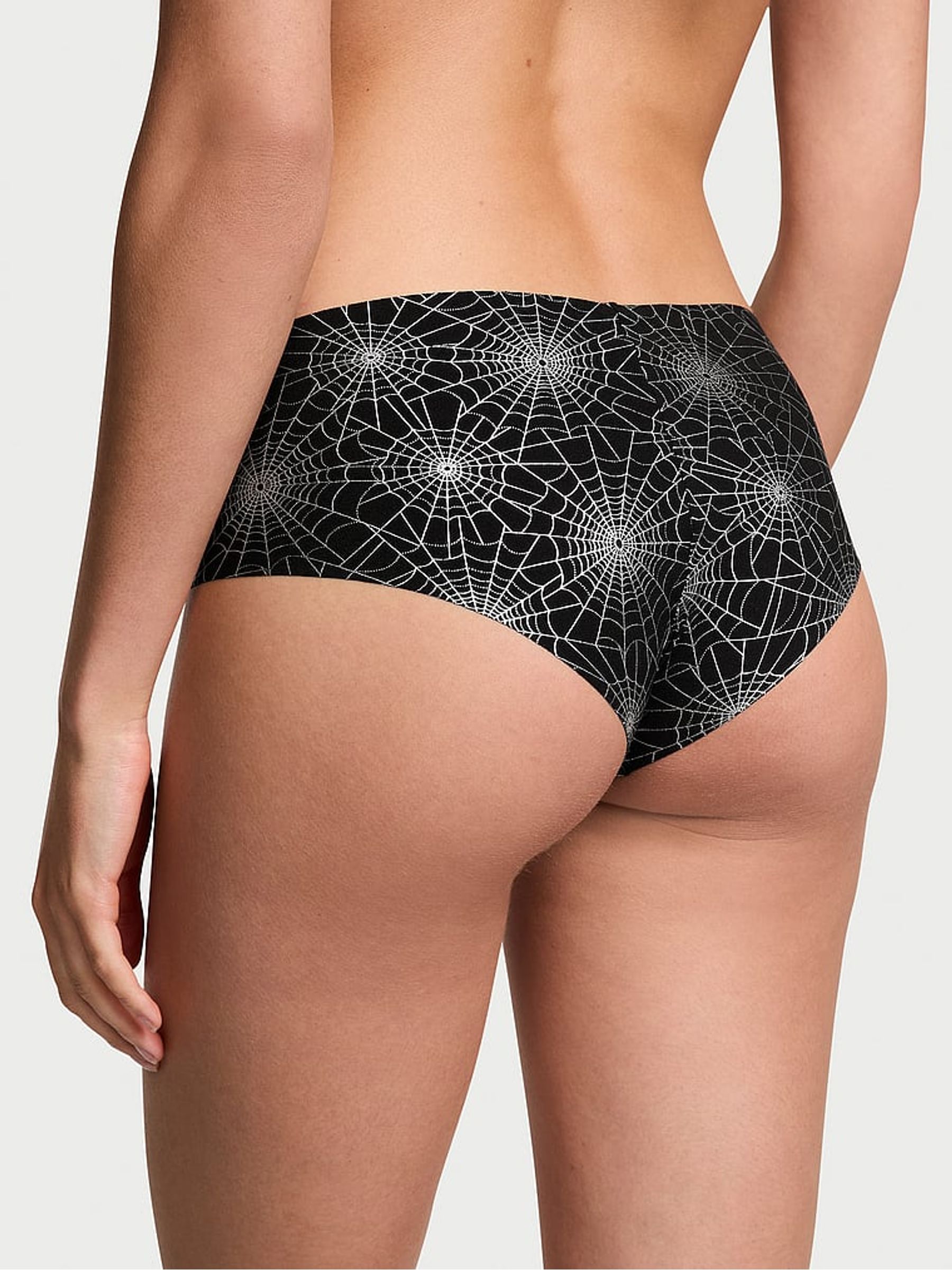 Black Spiderweb Cheeky No Show Lace Trim Hipster Knickers - Image 2 of 3