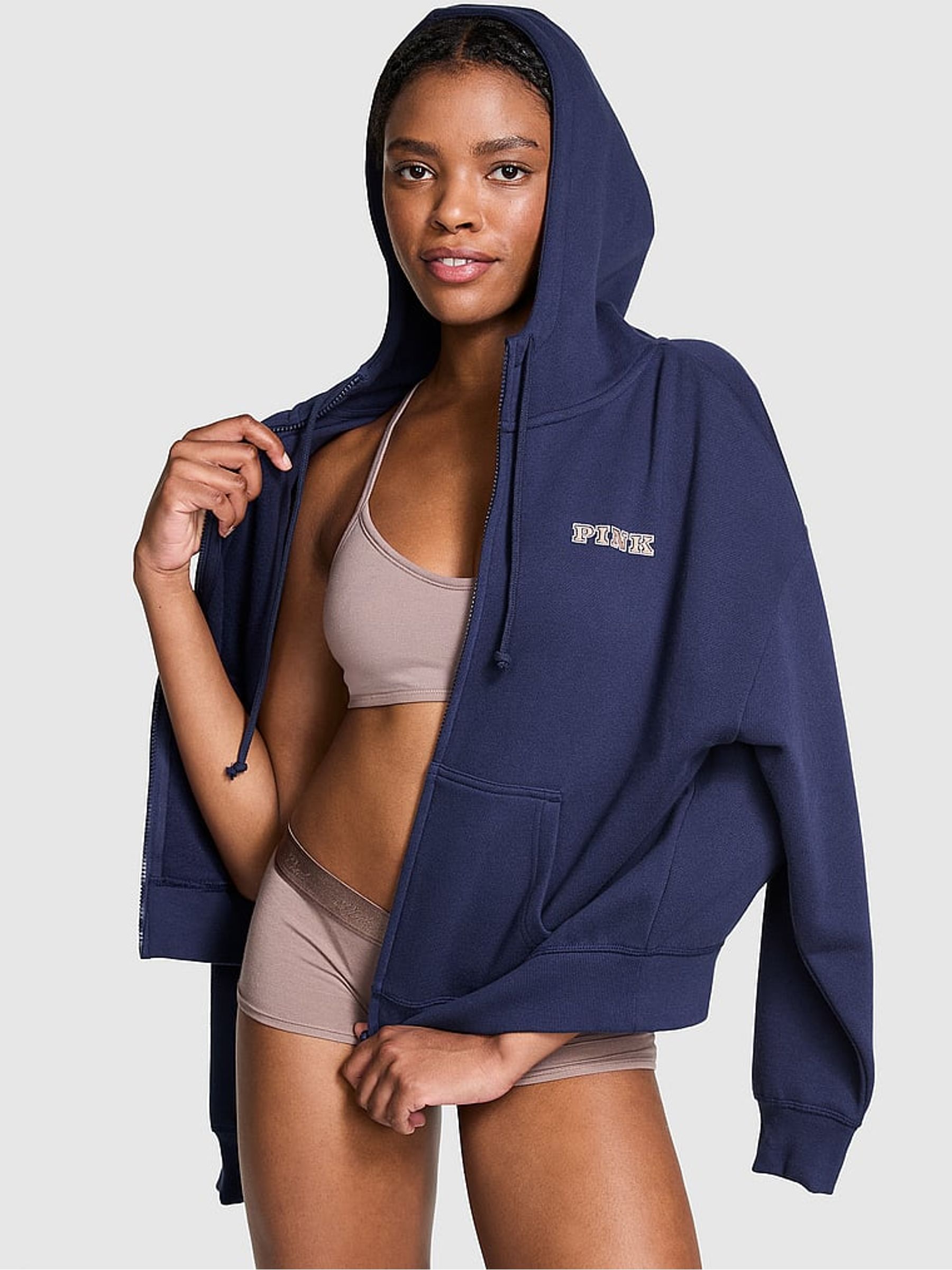 Midnight Navy Blue Zip Up Fleece Hoodie - Image 1 of 3