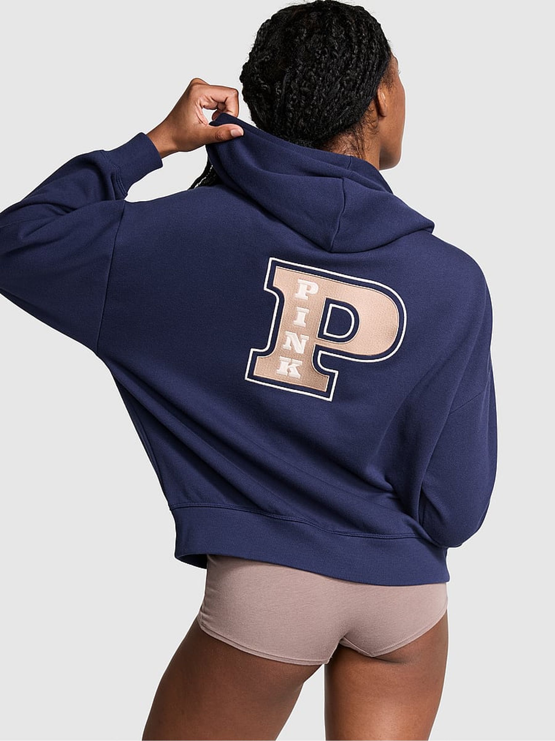 Midnight Navy Blue Zip Up Fleece Hoodie - Image 2 of 3