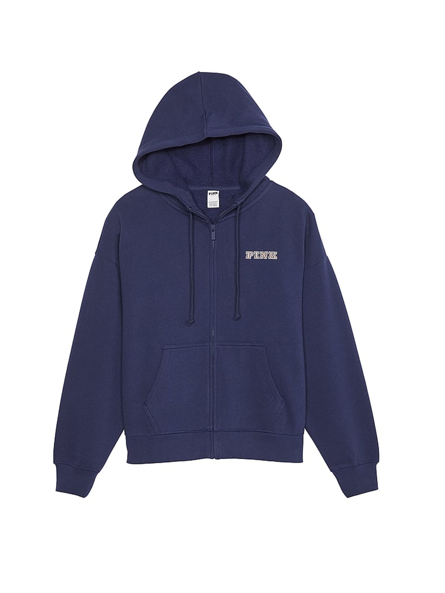 Midnight Navy Blue Zip Up Fleece Hoodie - Image 3 of 3