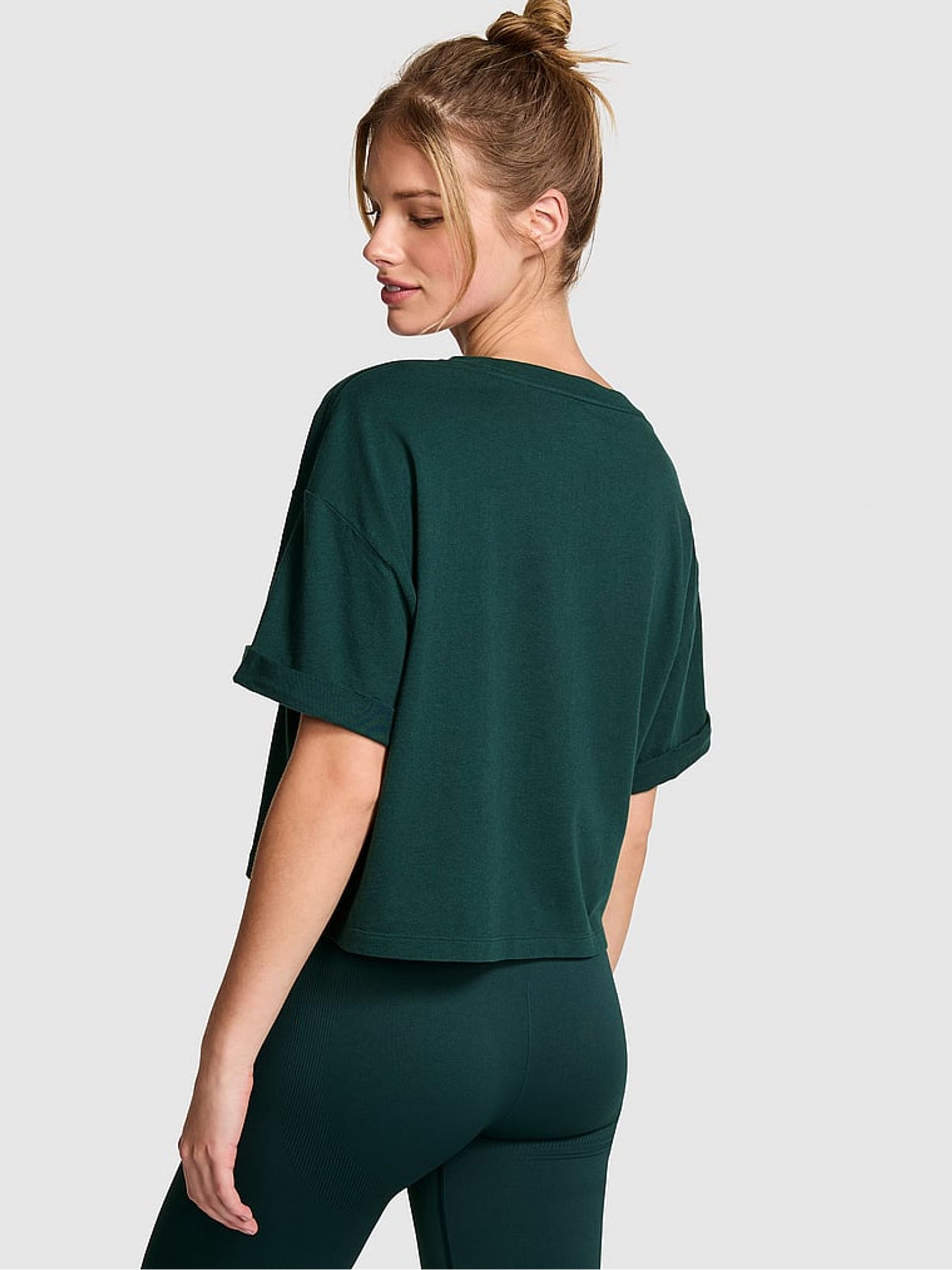 Deep Forest Green Oversized Crop Short Sleeve T-Shirt - Image 2 of 3