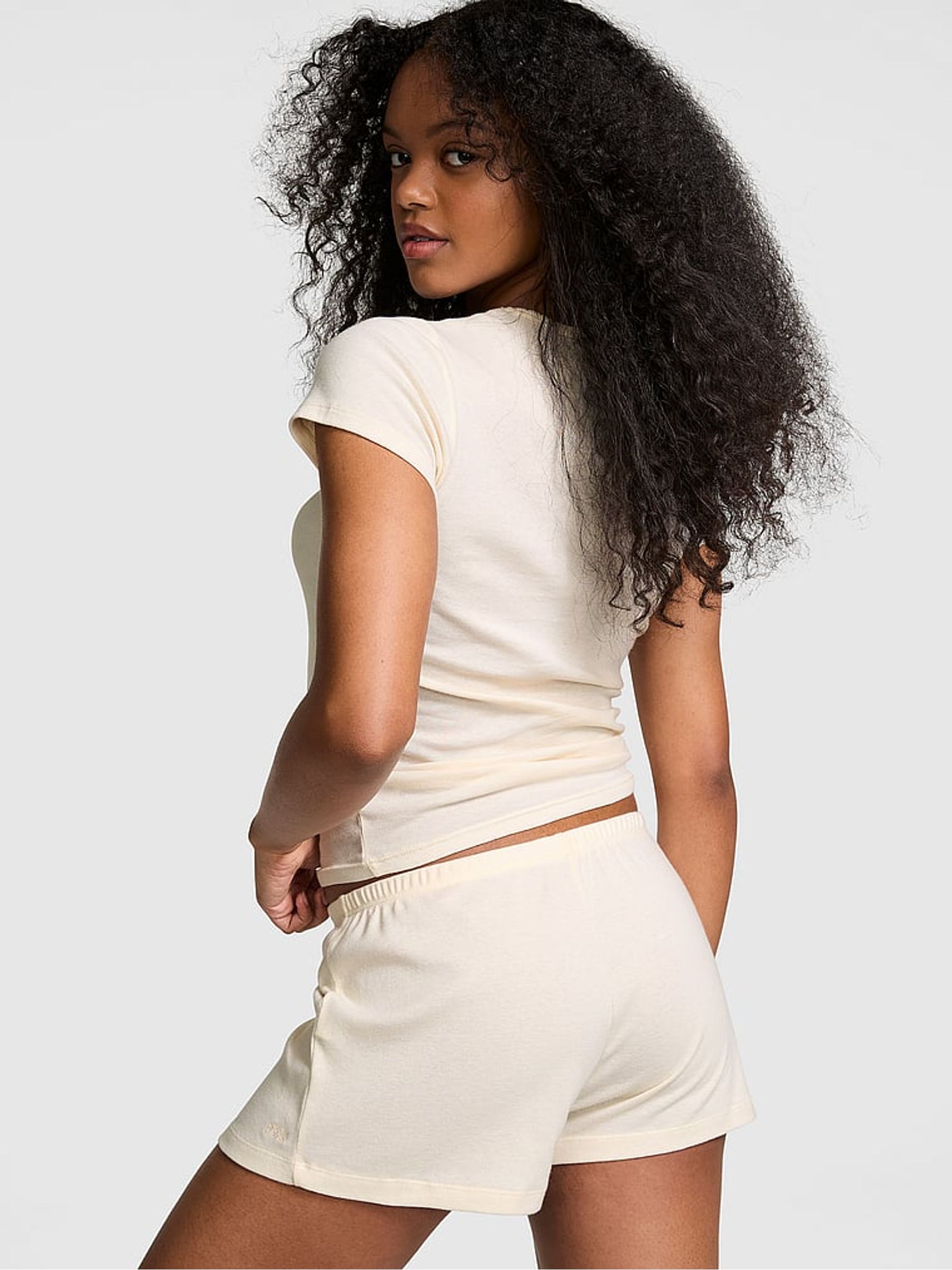 White Shell Cotton Pyjama Shorts - Image 2 of 3