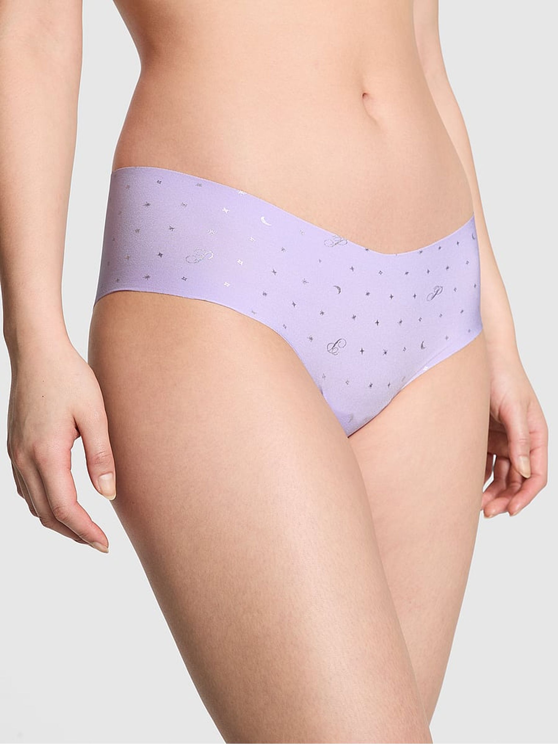 Purple Cloud Dot Cheeky No Show Lace Trim Hipster Knickers - Image 1 of 3