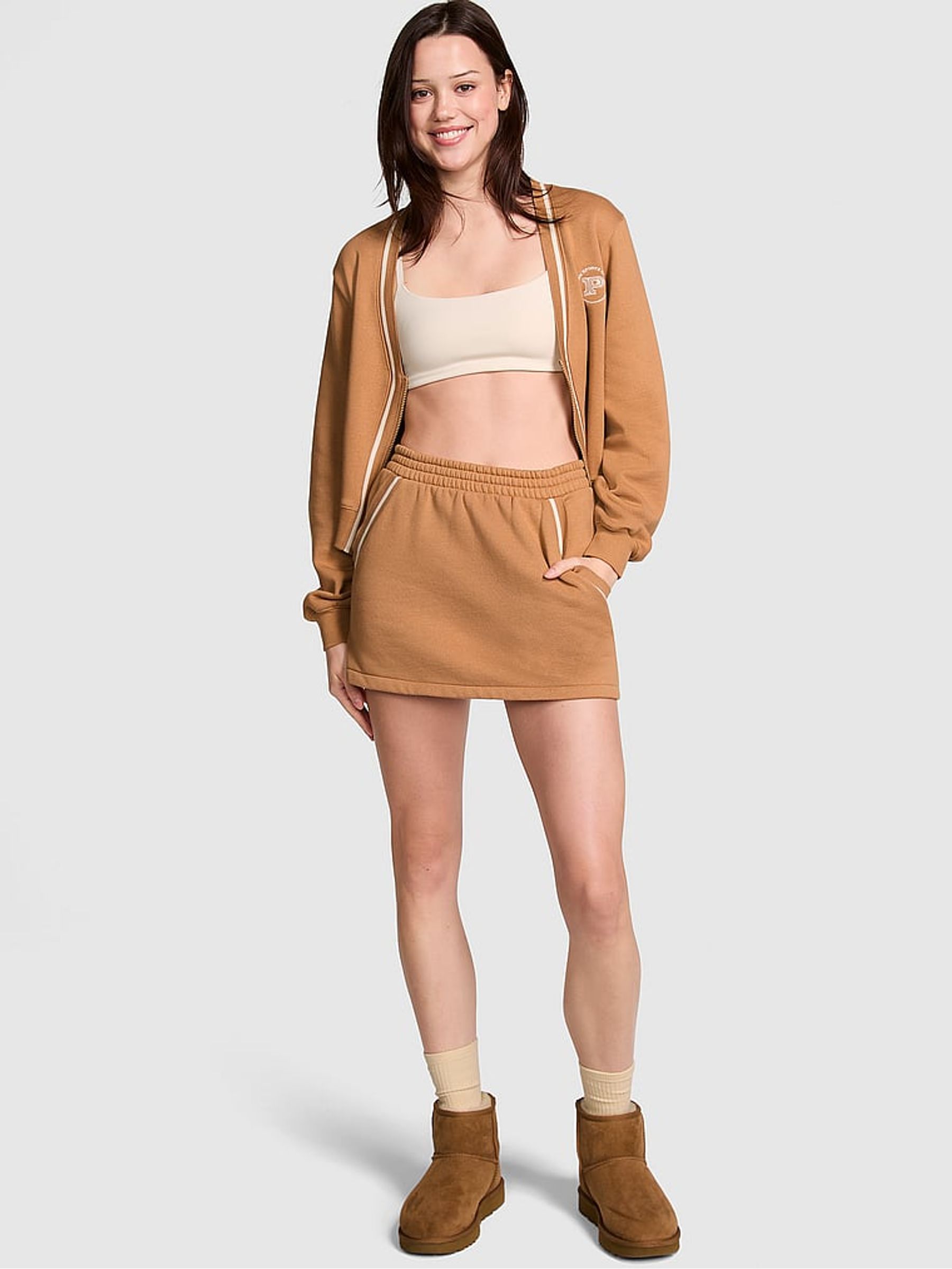 Toffee Brown Knitted Fleece Skort - Image 1 of 3