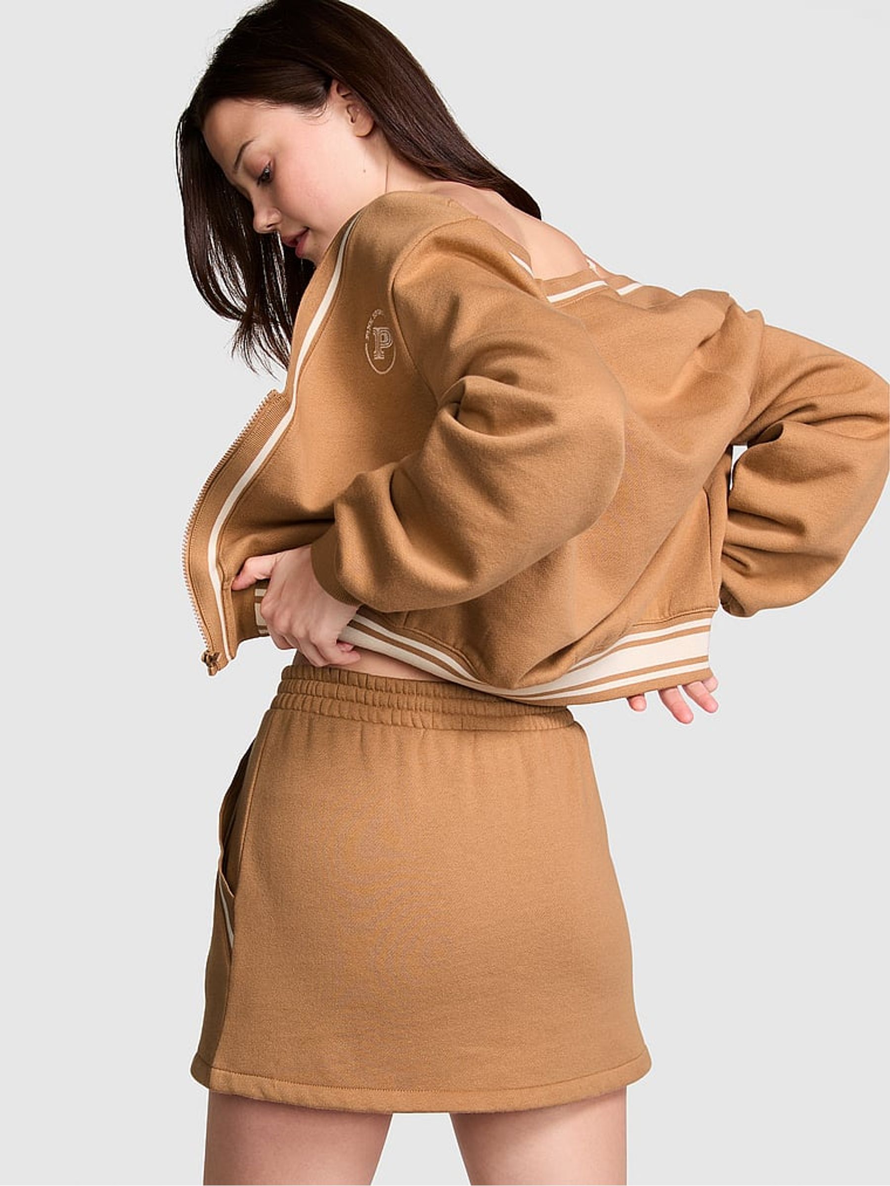 Toffee Brown Knitted Fleece Skort - Image 2 of 3