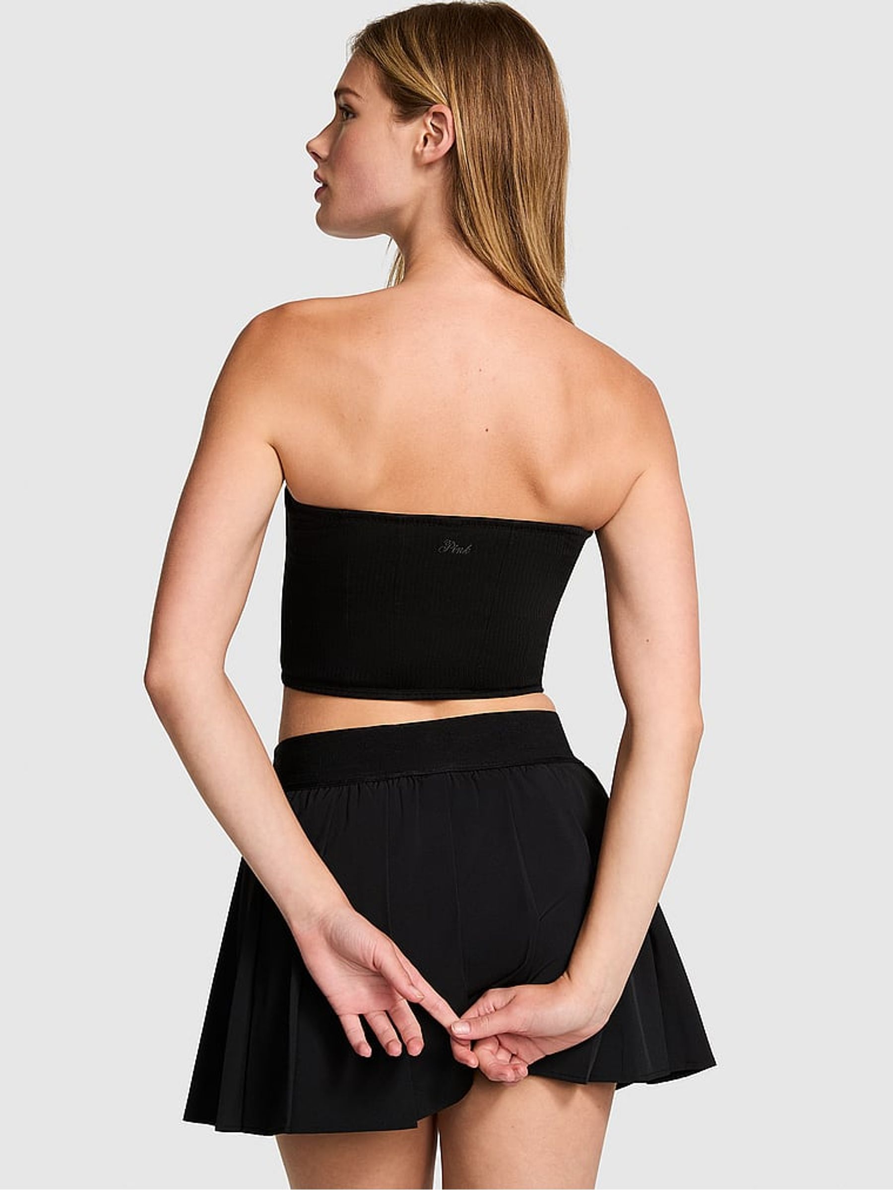 Black Cotton Strapless Corset Top - Image 2 of 3