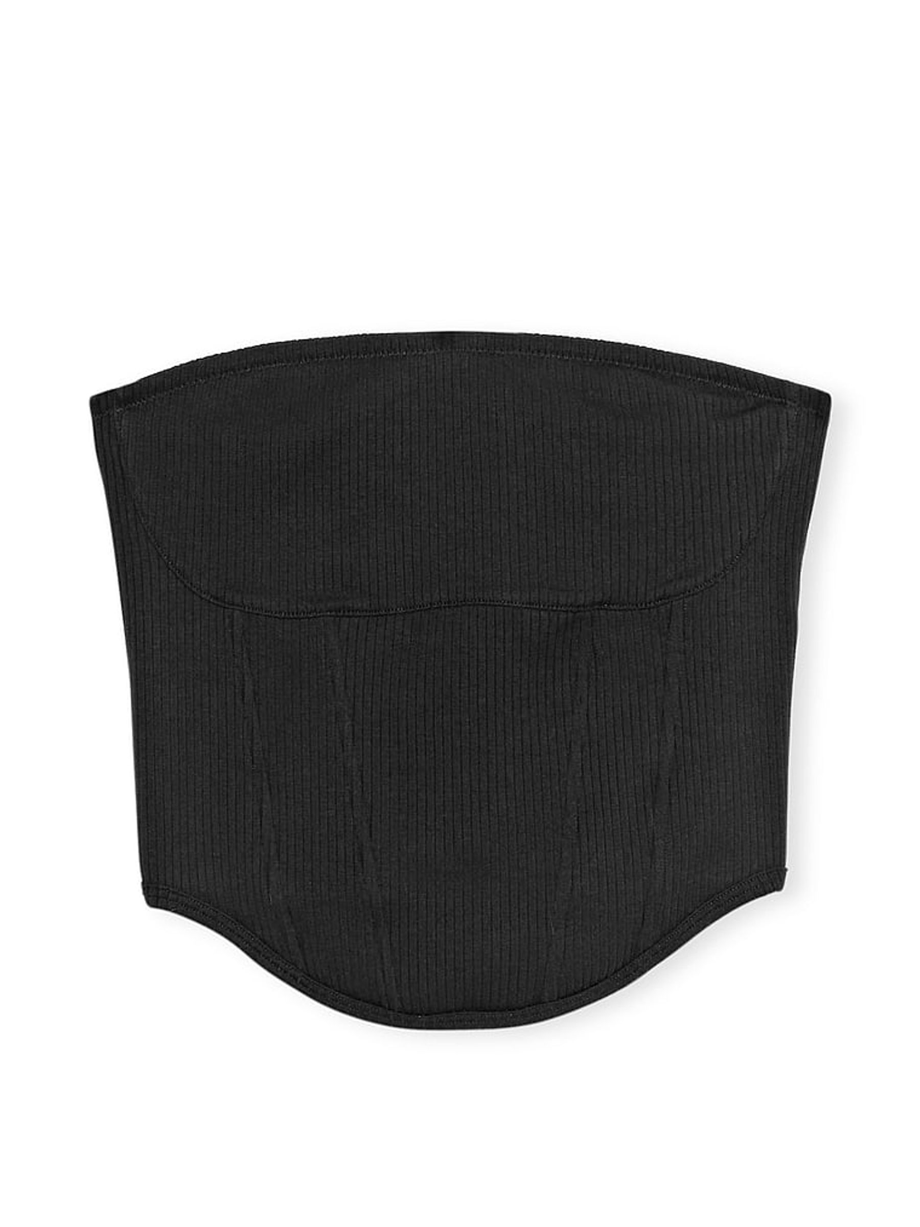 Black Cotton Strapless Corset Top - Image 3 of 3