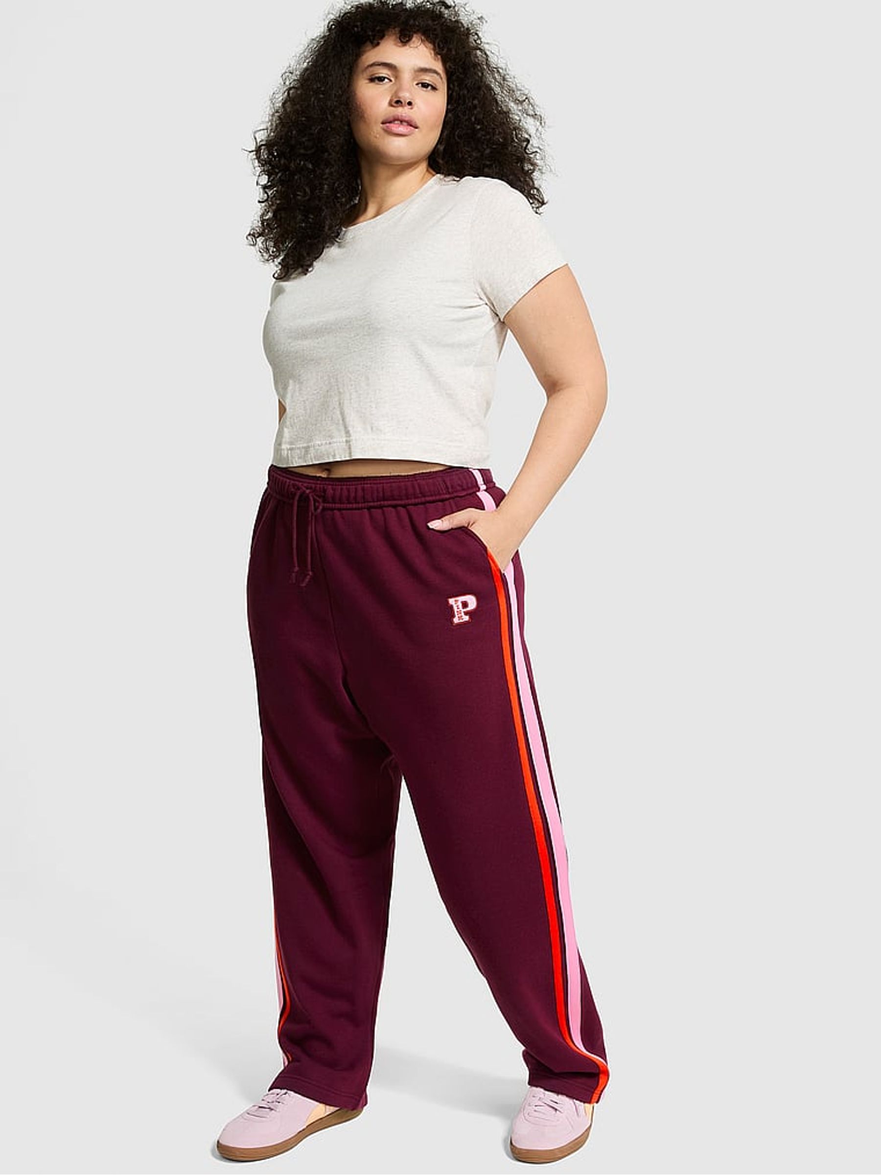 Purple Rose Wide Leg Fleece Joggers - Image 1 of 1