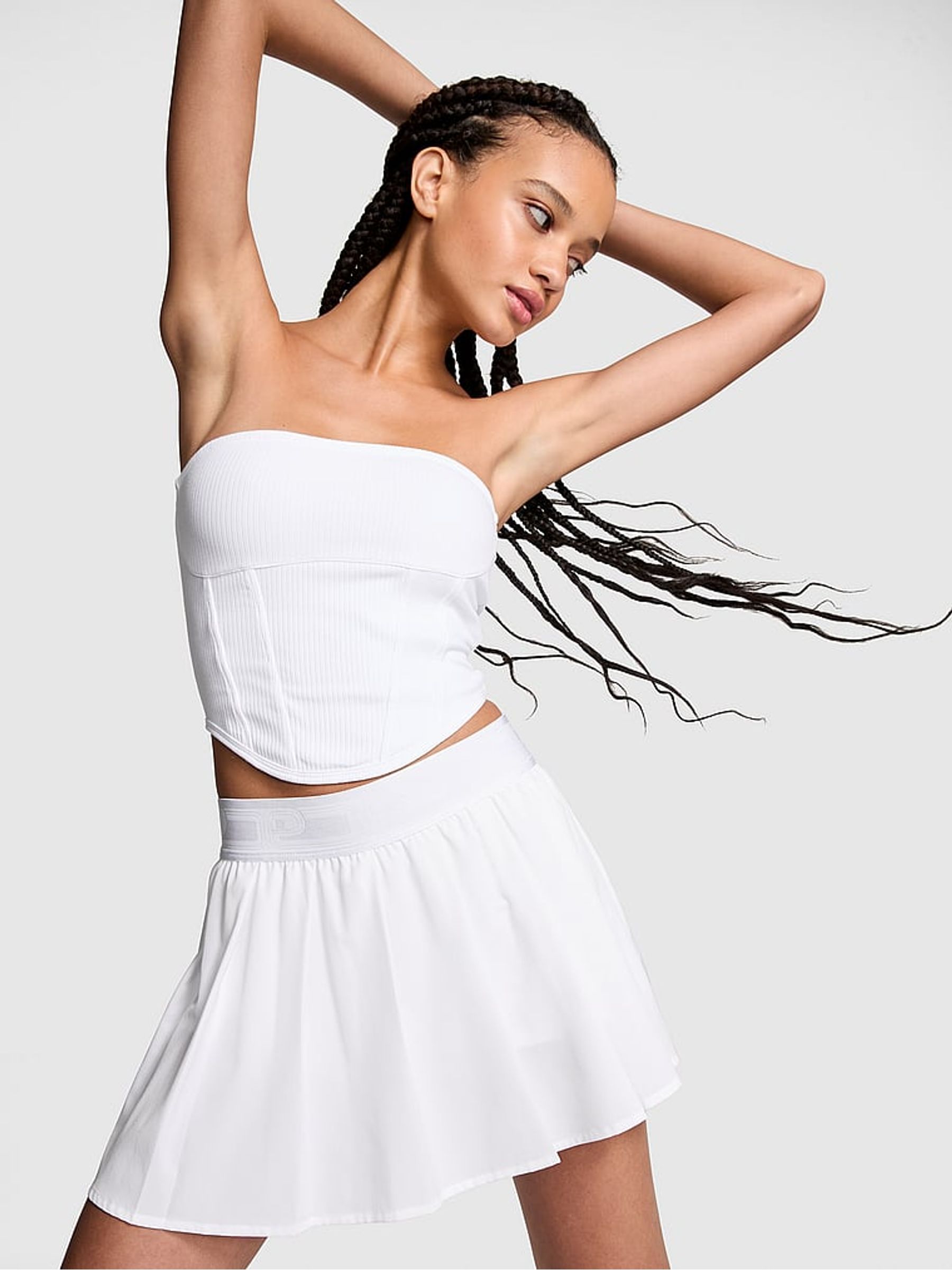 White Cotton Strapless Corset Top - Image 1 of 3