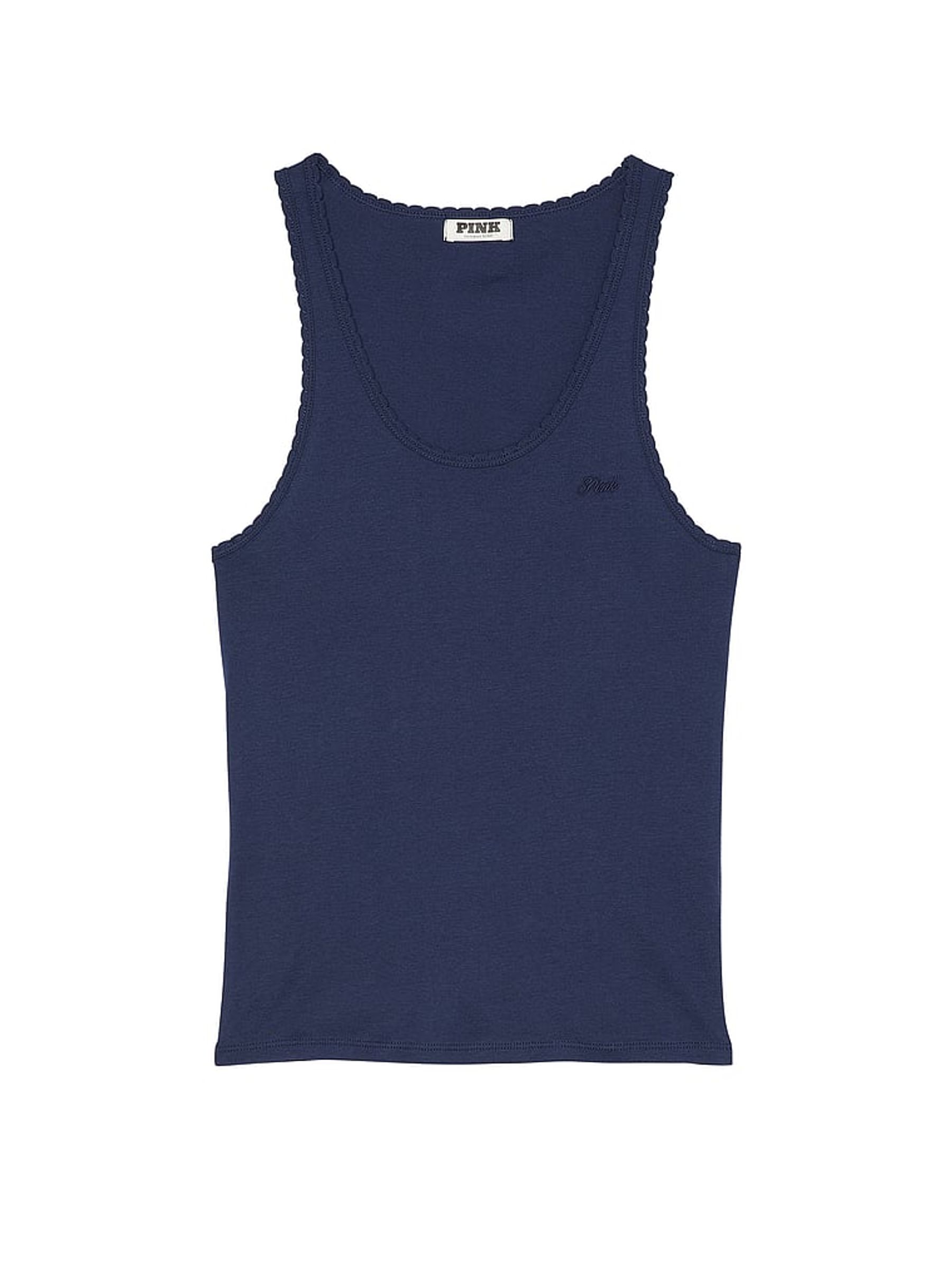 Blue Midnight Navy Cotton Pyjama Vest Top - Image 3 of 3