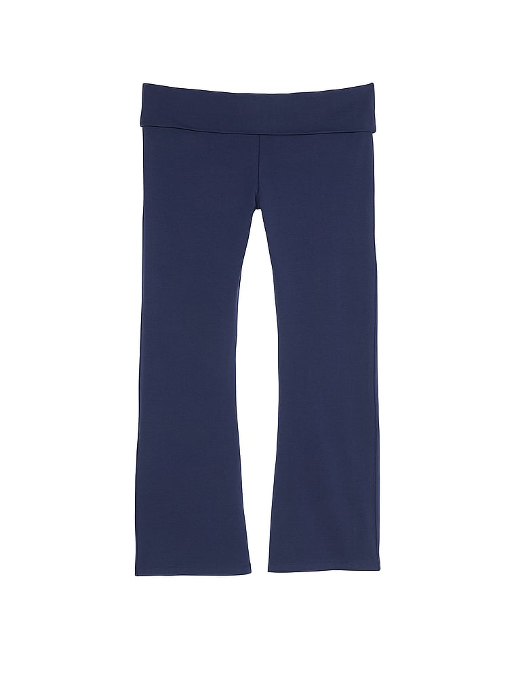 Midnight Navy Blue Diamante Cotton Foldover Flare Leggings - Image 3 of 3