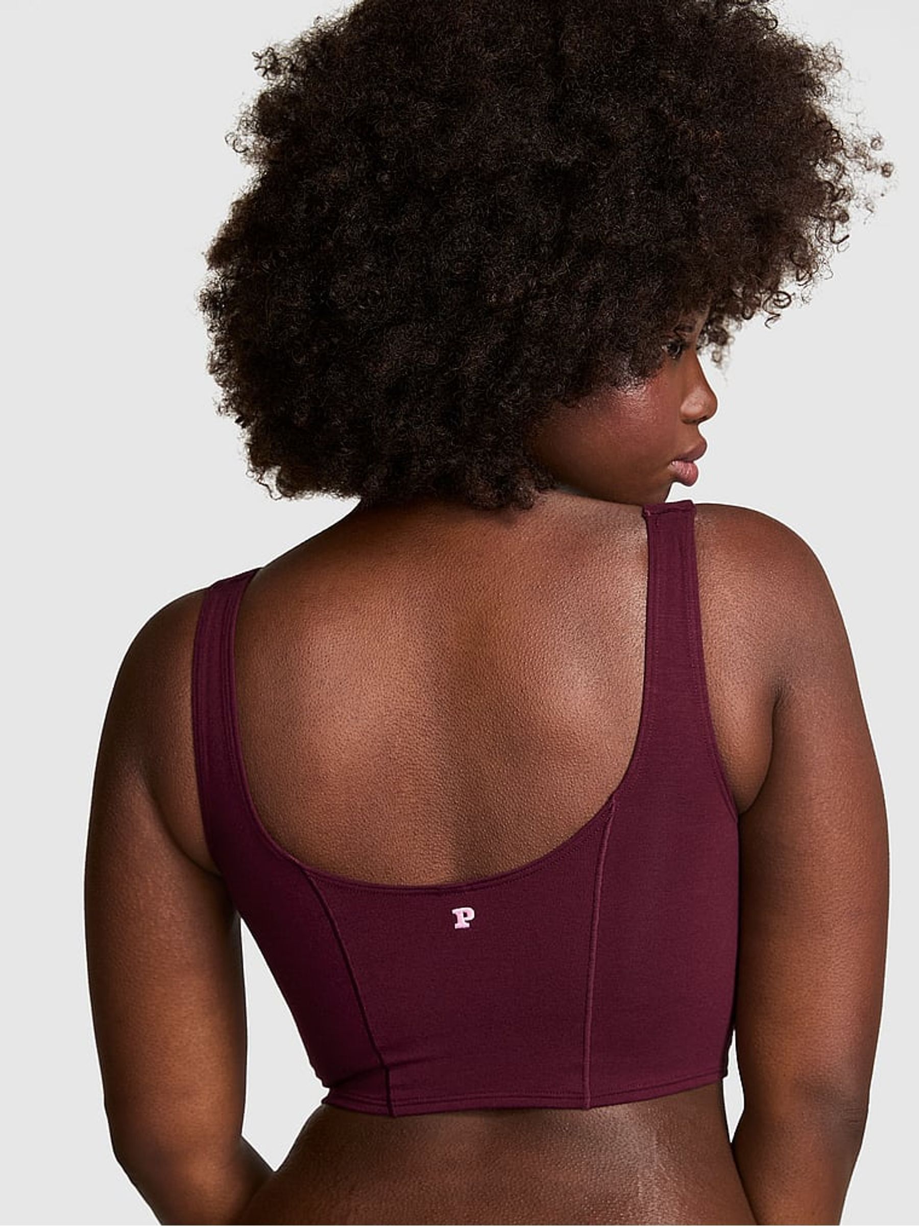 Purple Rose Cotton Scoop Sports Bra Top - Image 2 of 3