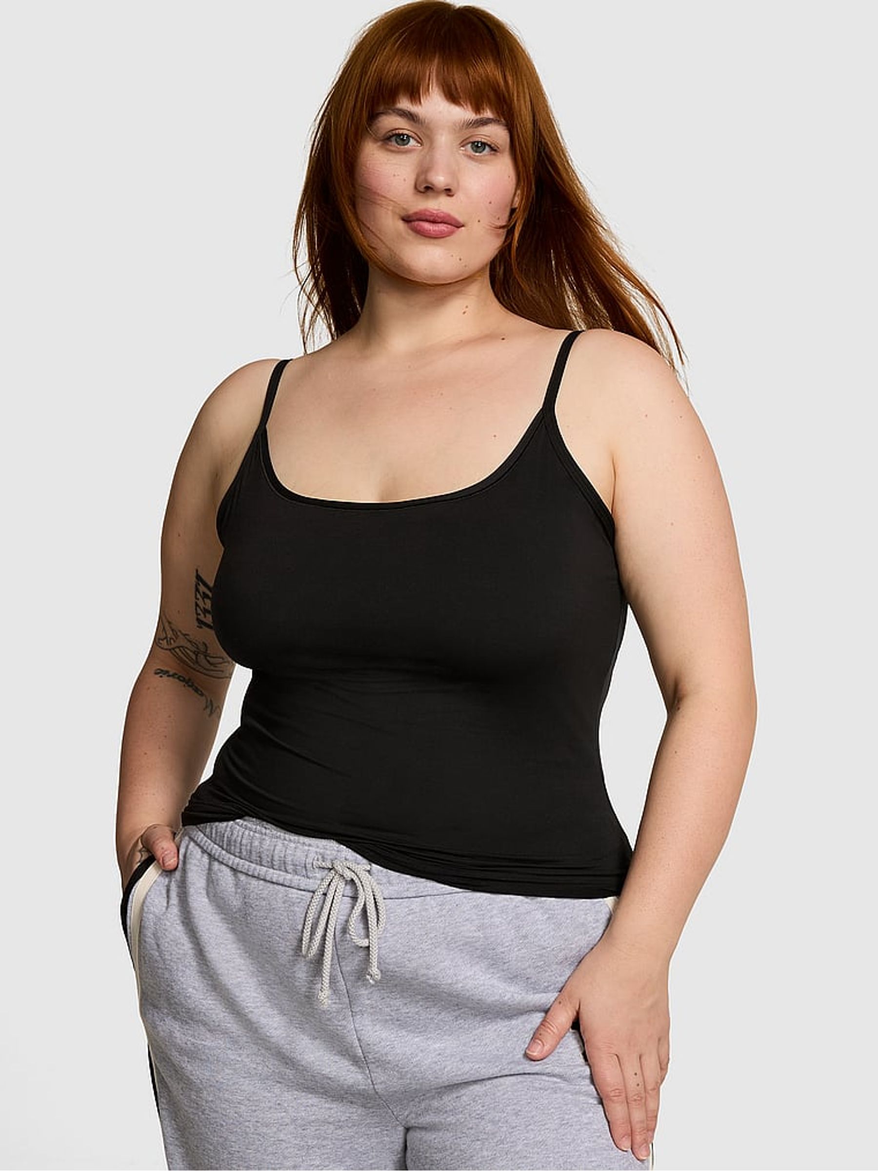 Black Scoop Neck Soft Stretch Cami Top - Image 1 of 3