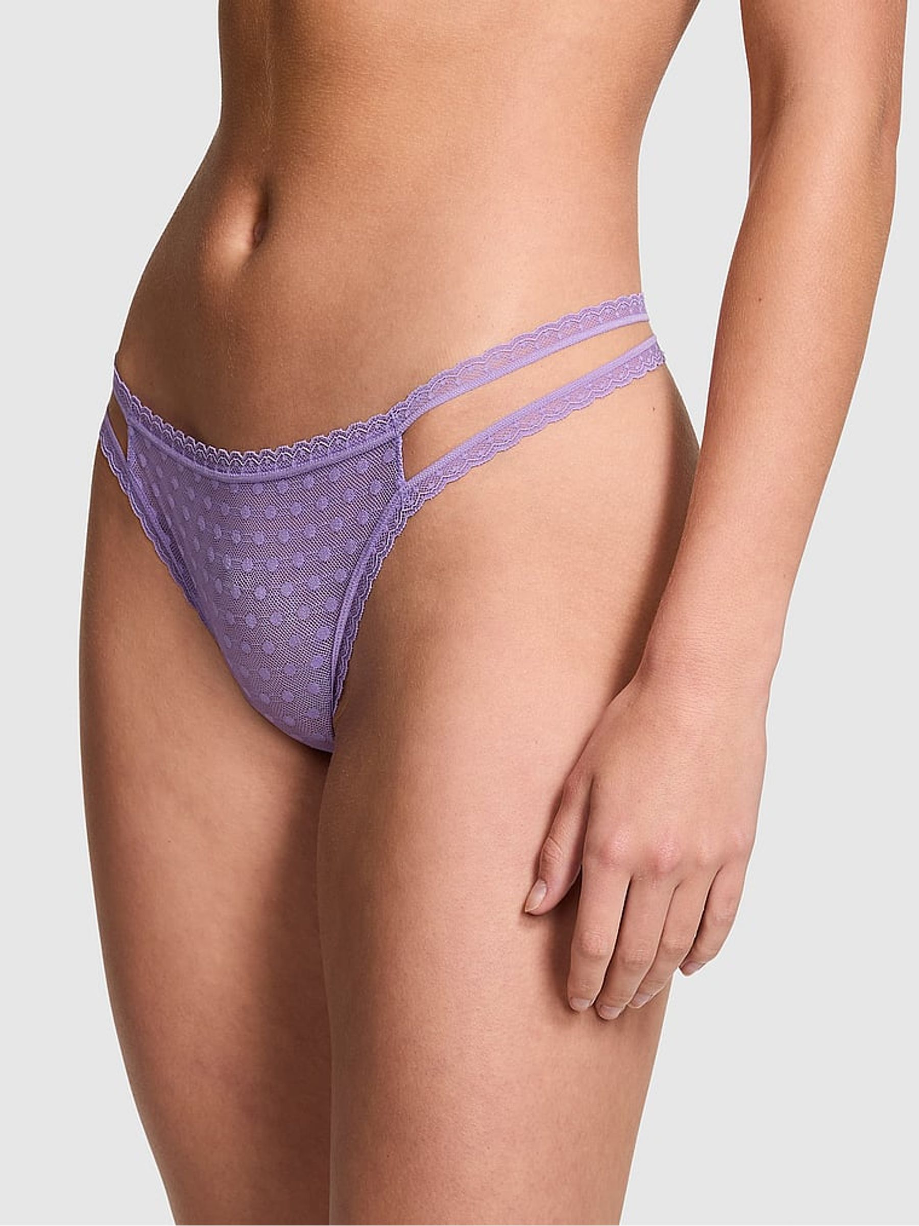 Wysteria Purple Dainty Dot Thong Knickers - Image 1 of 3