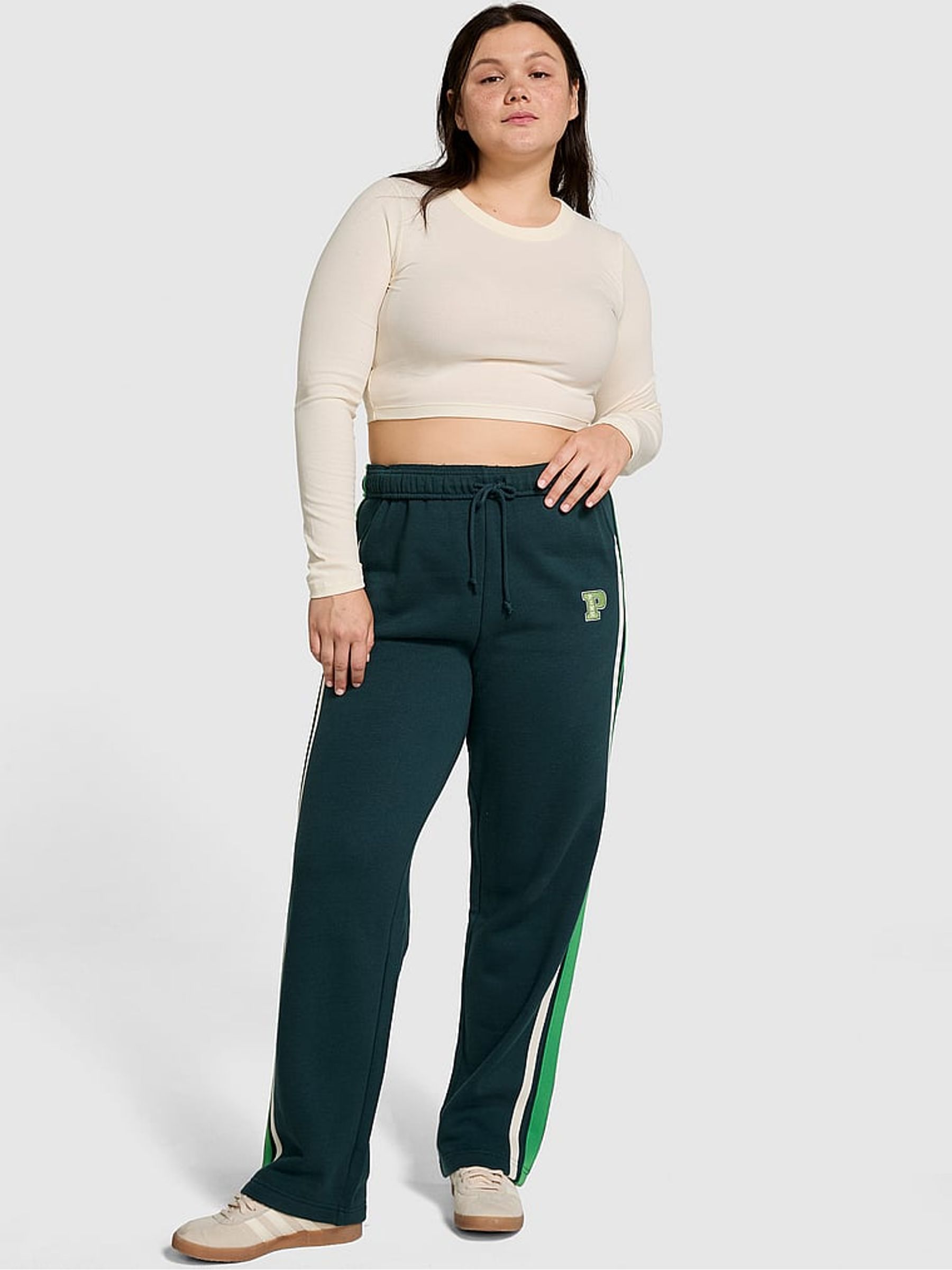 Deep Forest Green Wide Leg Fleece Joggers Victoria's Secret UK